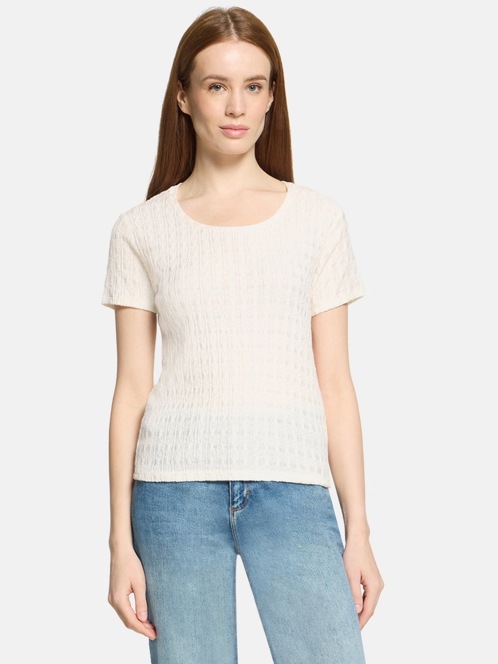 Cartoon Rundhals-Shirt Damen Baumwolle beige, 34