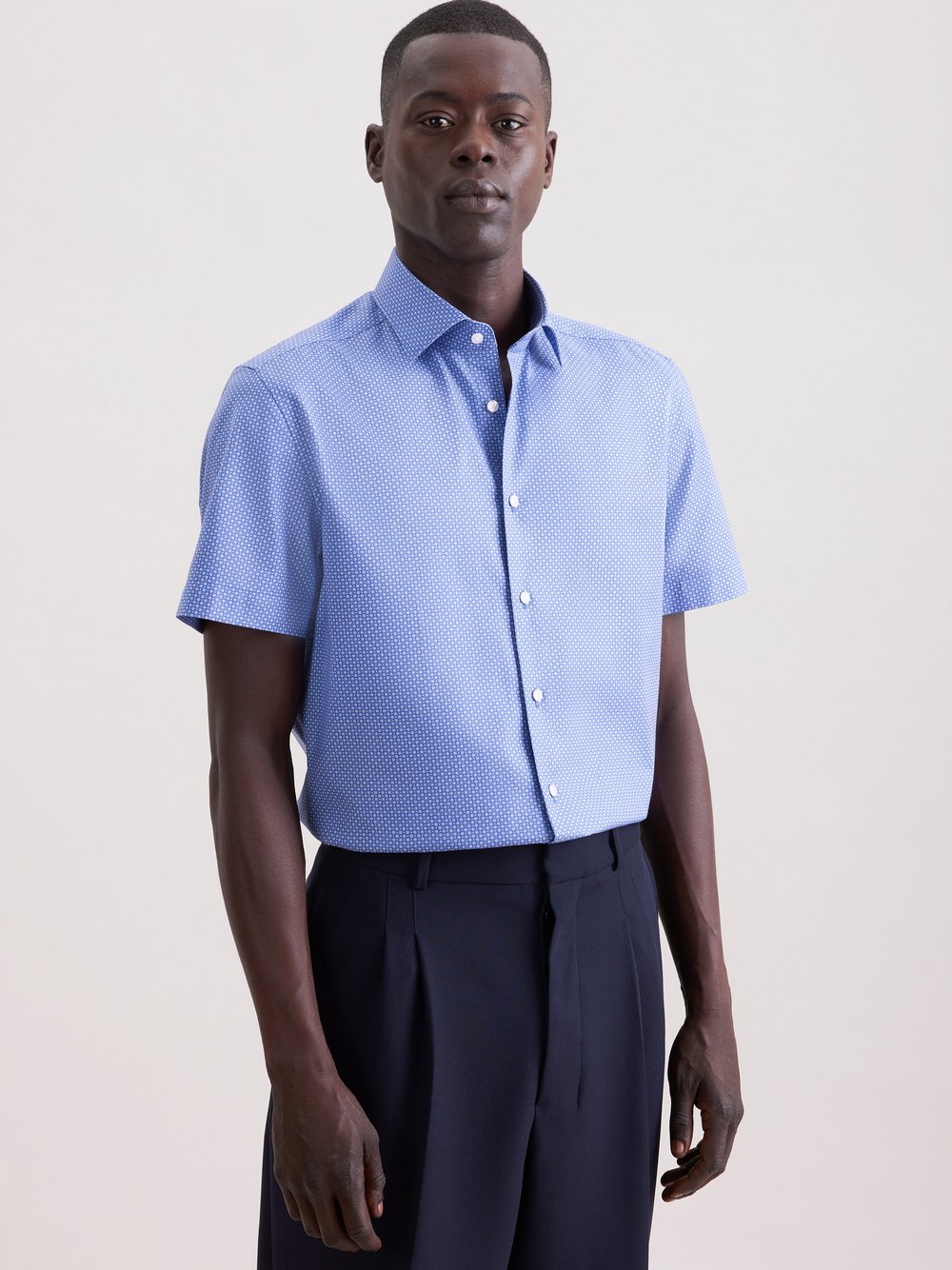 Seidensticker Business Hemd Herren Slim Fit Baumwolle blau bedruckt, 38