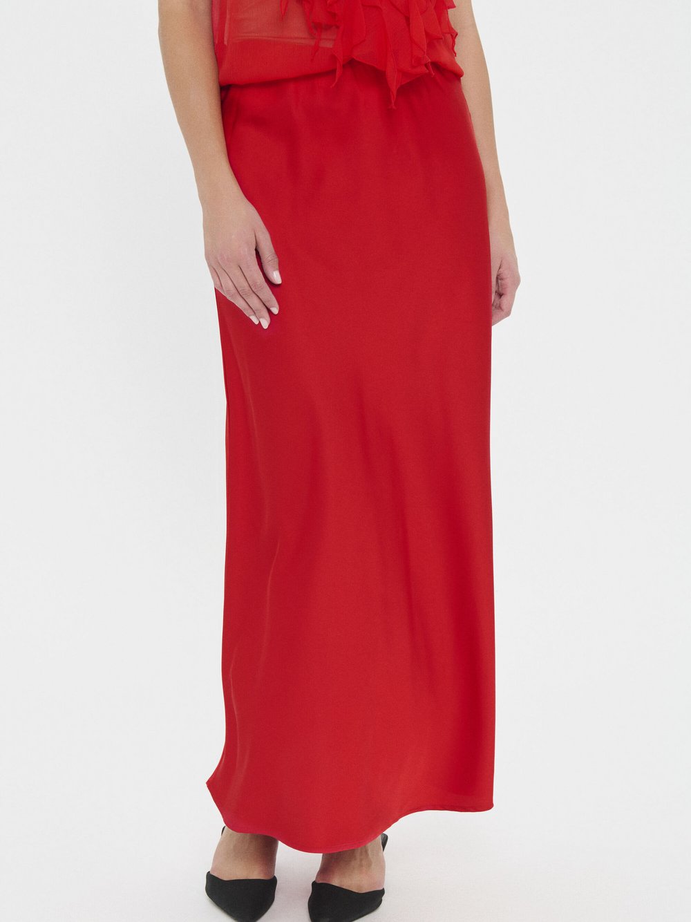 Saint Tropez Damen Rot Midirock "Damen Rock Lodisasz", Gr. S, (Chinese ), Obermaterial: 97% Polyester Pes. 3% Elasthan El., Röcke - Bild 3