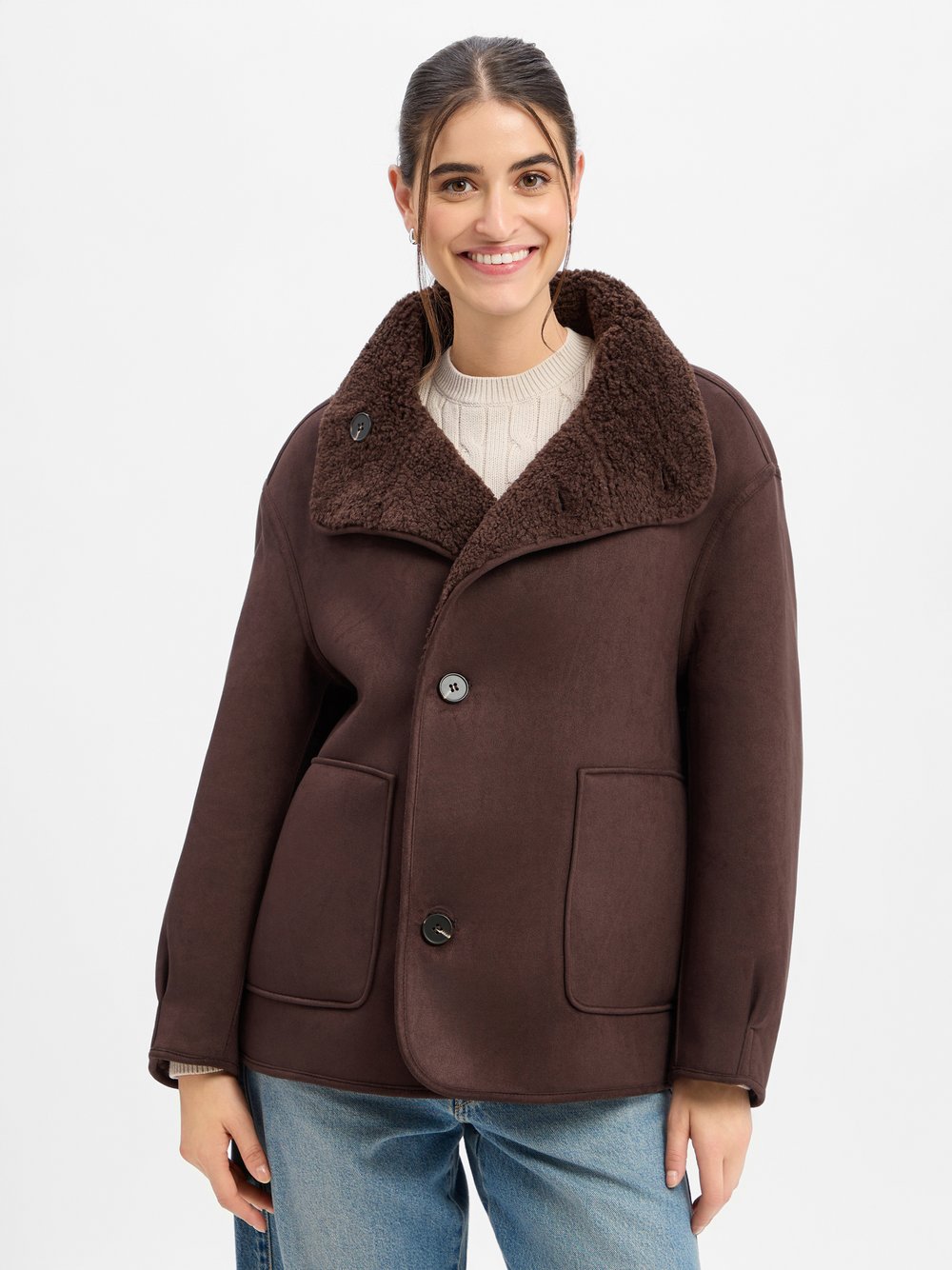 VAN GRAAF Opus Damen Schoko Wendejacke Kunstleder Braun, Größe 36