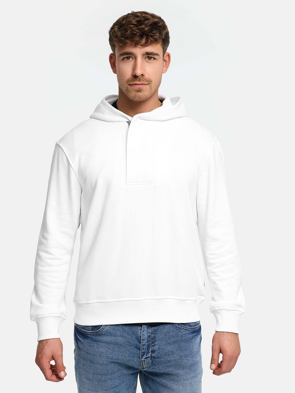 VAN GRAAF Indicode Herren Weiß Kapuzenpullover Feinstrick Extra Groß