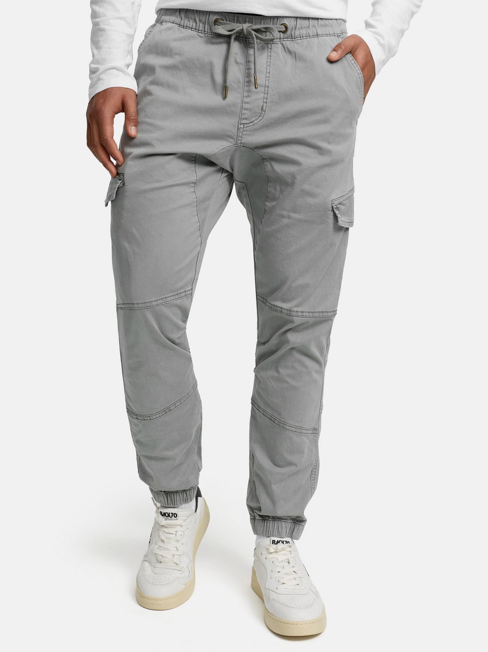 VAN GRAAF Indicode Herren Hellgrau Cargohose Baumwolle Grau, Groß
