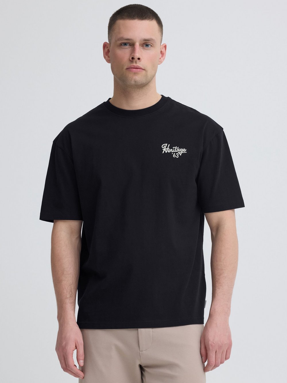VAN GRAAF Indicode Herren Schwarz Rundhalsshirt Baumwolle Mittel