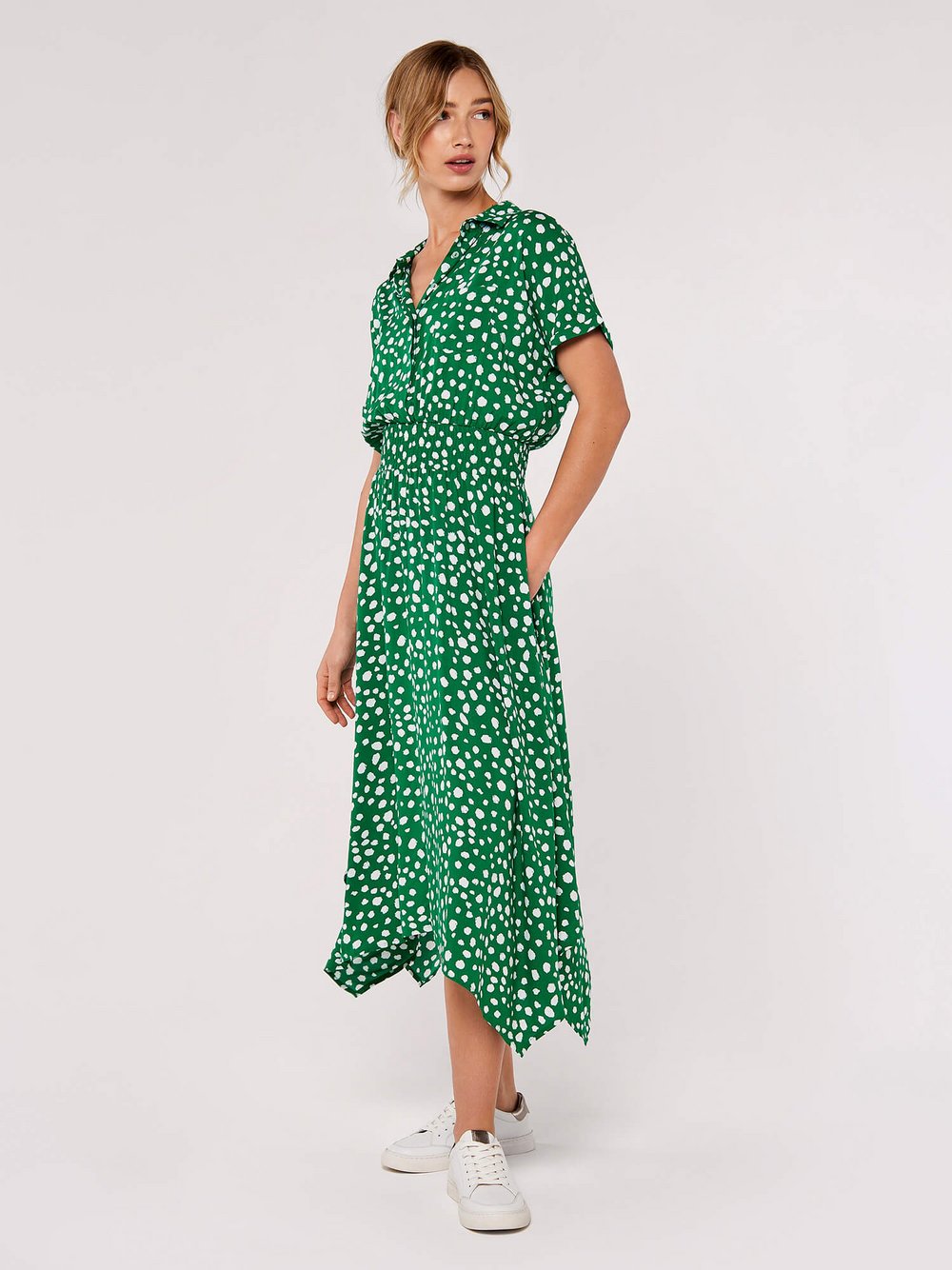 VAN GRAAF Apricot Damen Grün Midikleid Viskose Größe 34