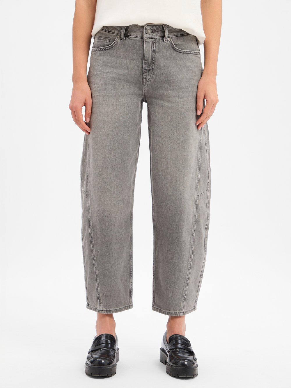 VAN GRAAF Opus Damen Hellgrau Barrel Jeans Baumwolle Grau, Größe 40-28