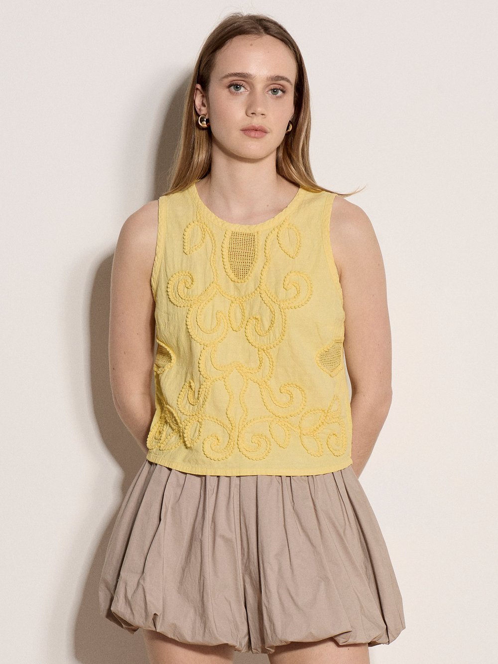 VAN GRAAF Apricot Damen Gelb Top Baumwolle Größe 34