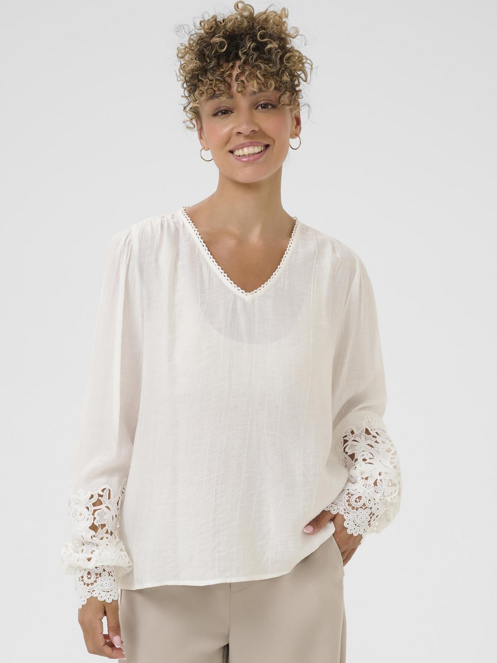 Cream Damen Blanc Langärmelige Bluse, Tina - Bild 2