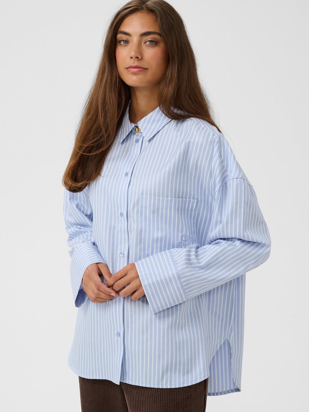 Culture Damen Blau Weiß Stripe Langarmhemd "Damen Langarm - Hemd Cumanga" erhältlich in Größe von Baur - Bild 3