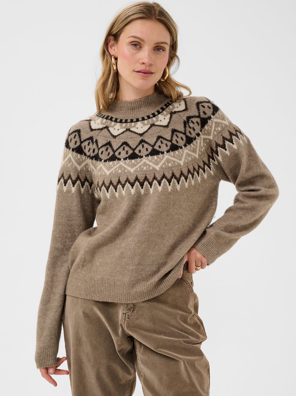 VAN GRAAF Cream Damen Schlamm Strickpullover Crcherrie Braun, Extra Groß