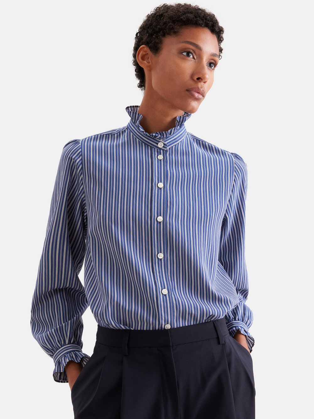 Seidensticker Rüschenbluse Damen blau, 36