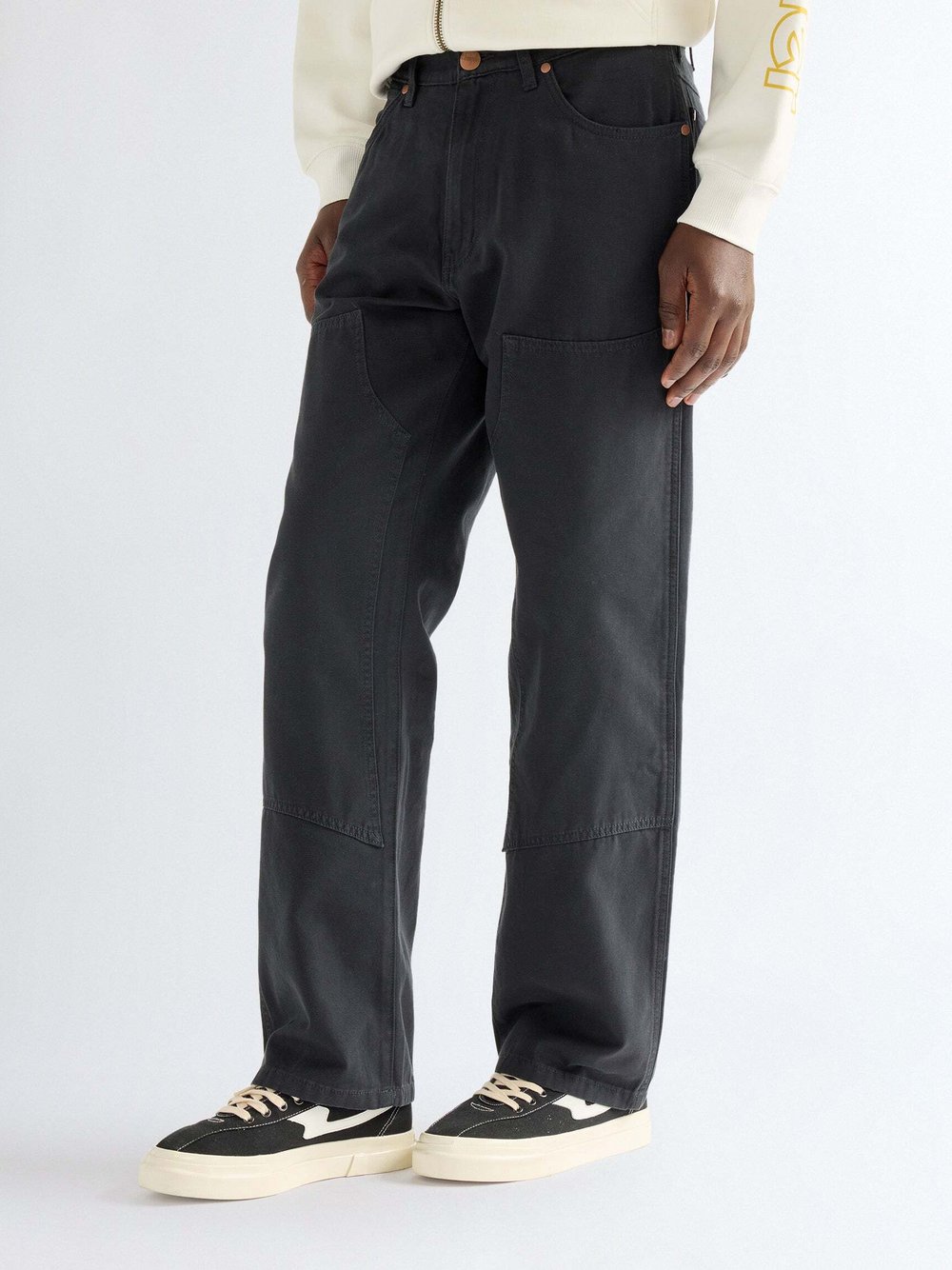Wrangler Herren Schwarz Carpenter-Jeans Mit Doppelter Kniepartie In - Bild 4