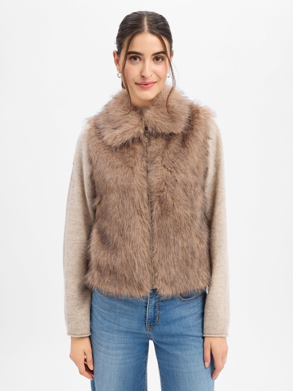VAN GRAAF Opus Damen Taupe Kunstfellweste Braun, Größe 36