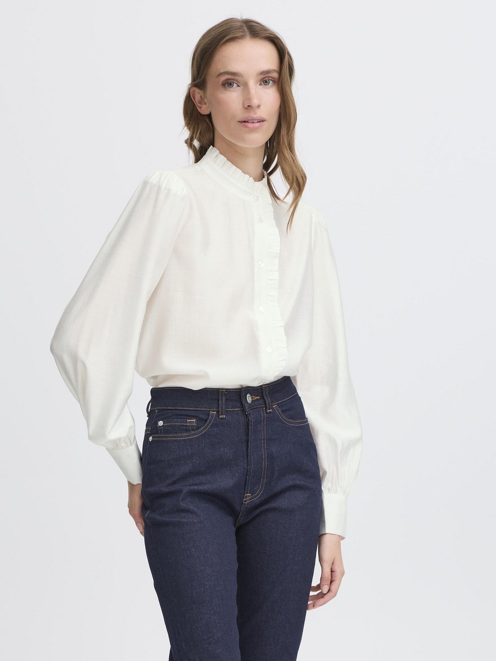Ichi Damen Weiß Bluse Aus Viskose Und Polyester Karlani - Bild 2