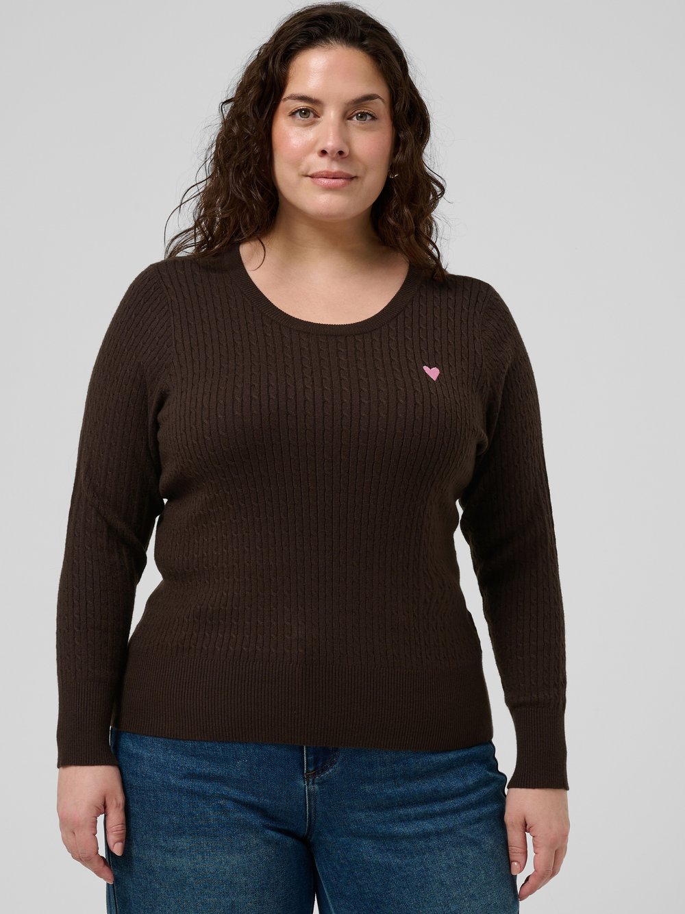 Kaffe Curve Damen Marron Pulli Mit Zopfmuster Kclia - Bild 2