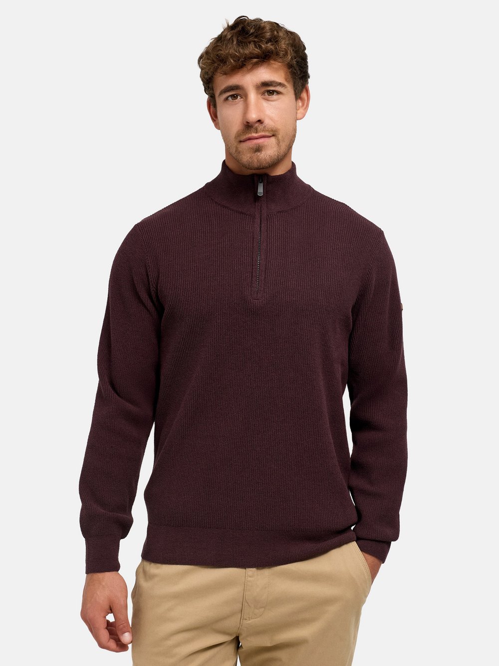 VAN GRAAF Indicode Herren Bordeaux Strickpullover Rot, Groß