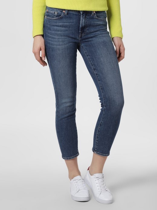 Damen Bekleidung Jeans Röhrenjeans 7 For All Mankind Denim Mid-Rise Skinny Jeans Roxanne in Blau 