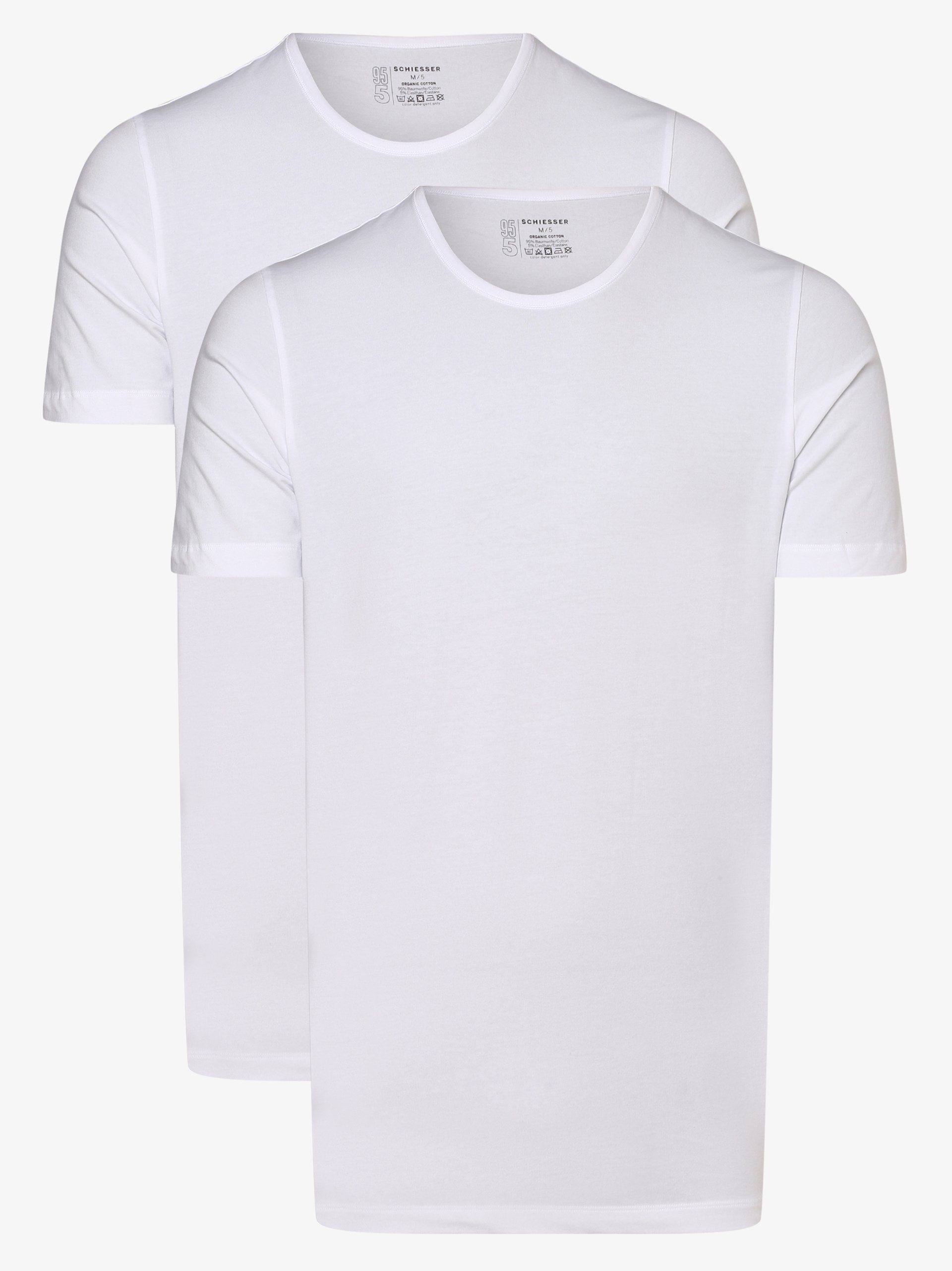 Schiesser T-shirty pakowane po 2 szt. Mężczyźni Bawełna biały