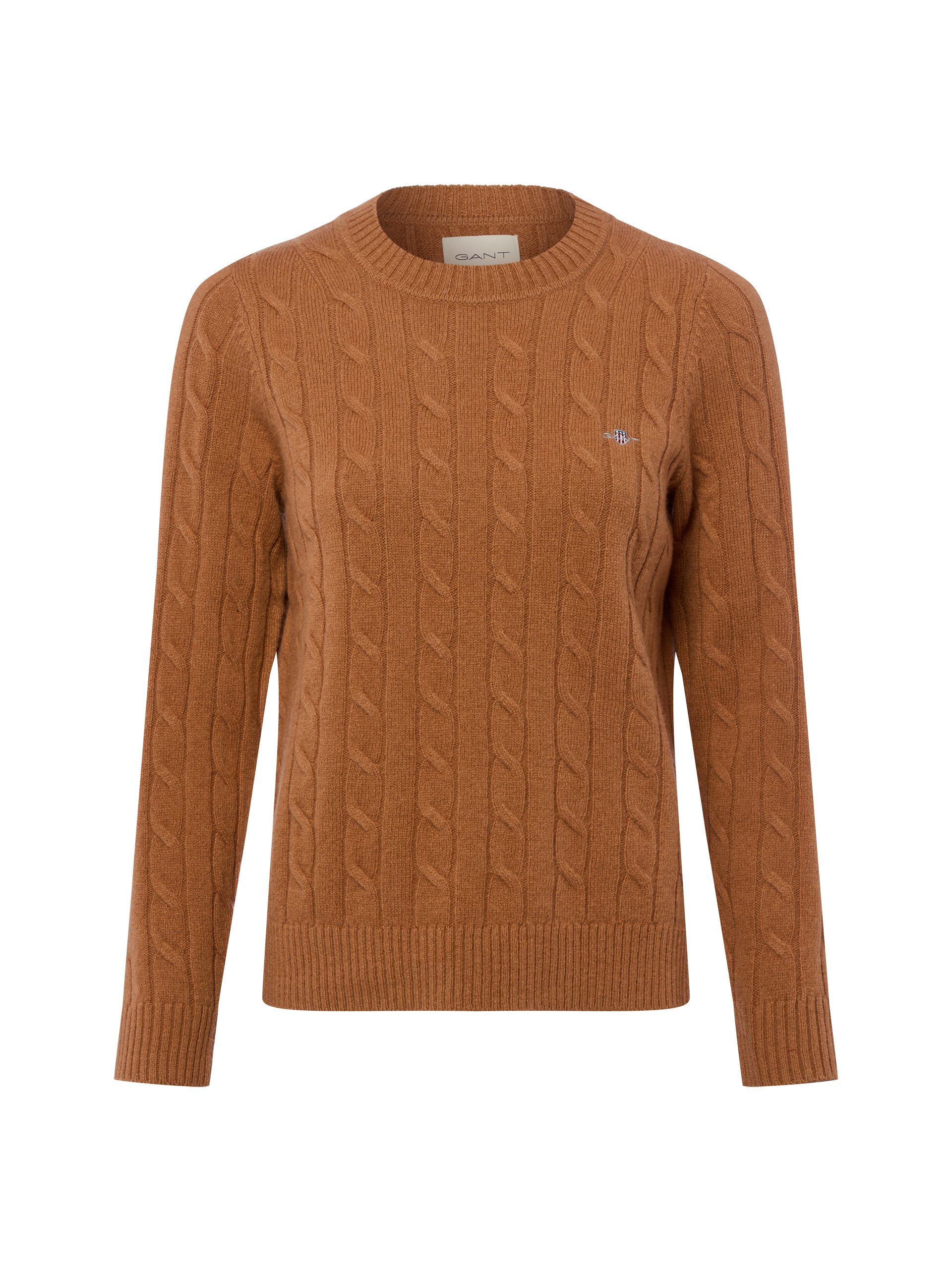Gant sweter z dzianiny z wełny jagnięcej Kobiety Wełna brązowy