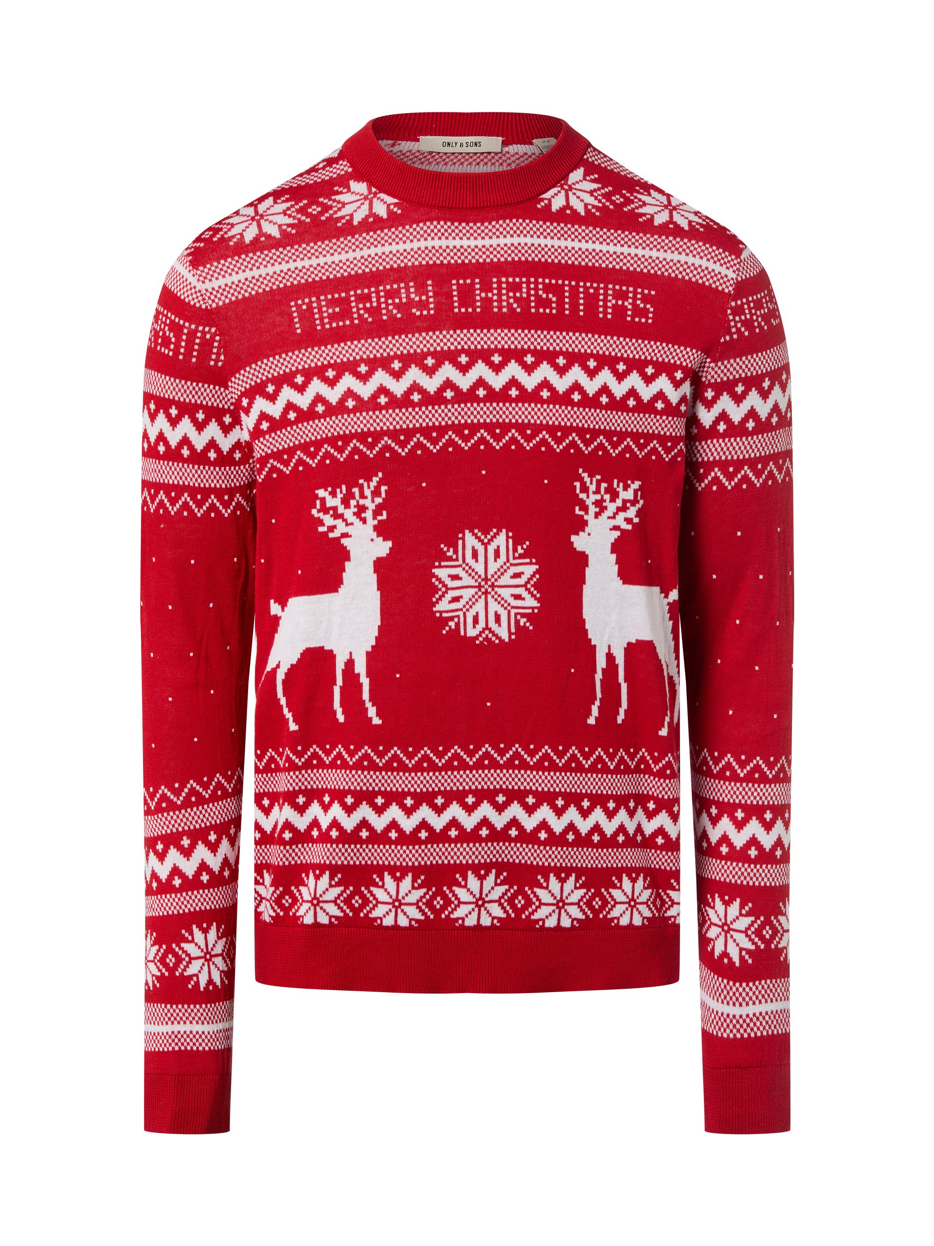 Only&Sons sweter z dzianiny Mężczyźni Bawełna czerwony|biały