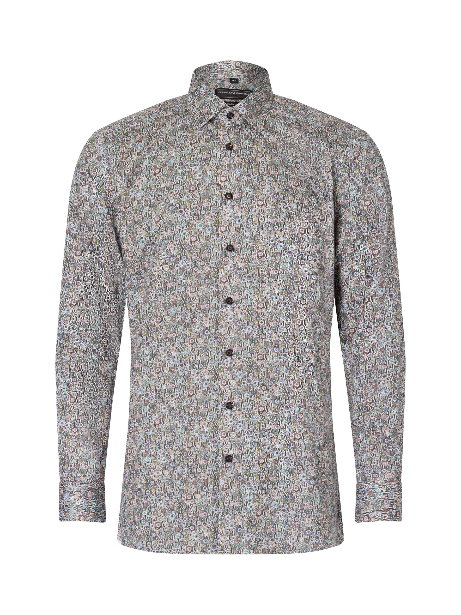 Finshley & Harding Koszula Mężczyźni Slim Fit Bawełna wielokolorowy