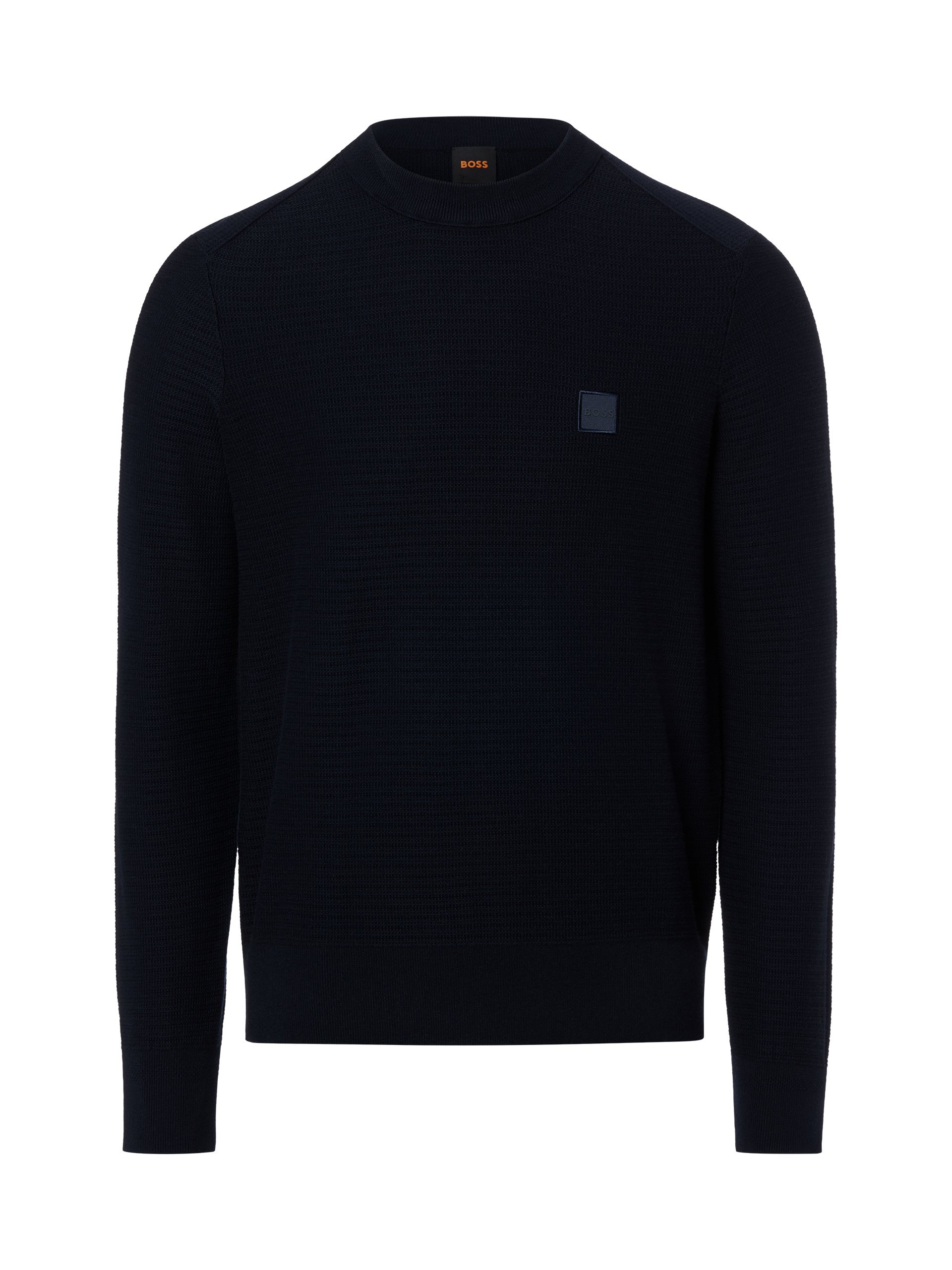 BOSS Orange sweter z dzianiny z zawartością kaszmiru - Anion_S Mężczyźni Bawełna niebieski