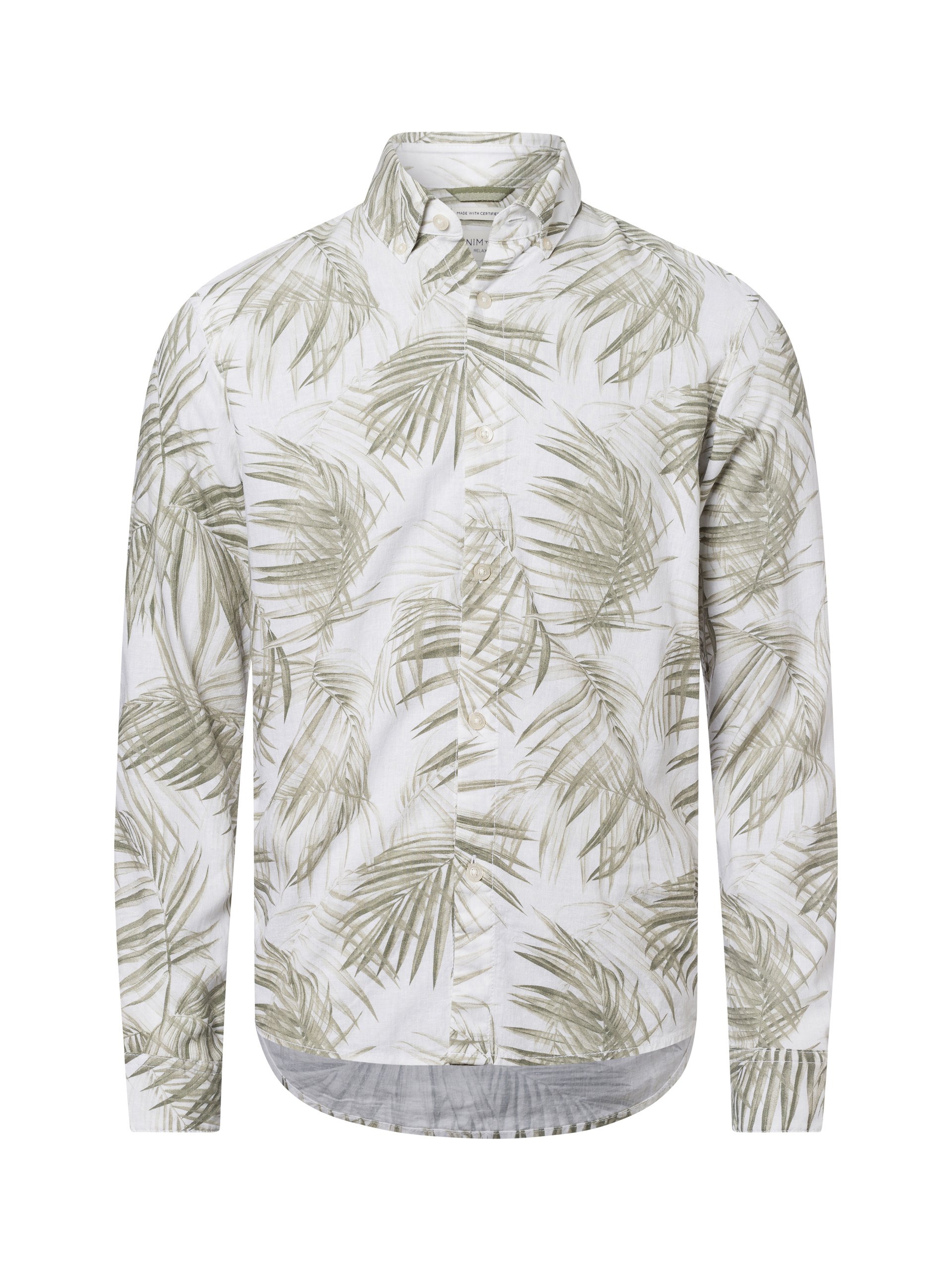 Tom Tailor Denim koszula casual z zawartością lnu Mężczyźni Comfort Fit wiskoza zielony
