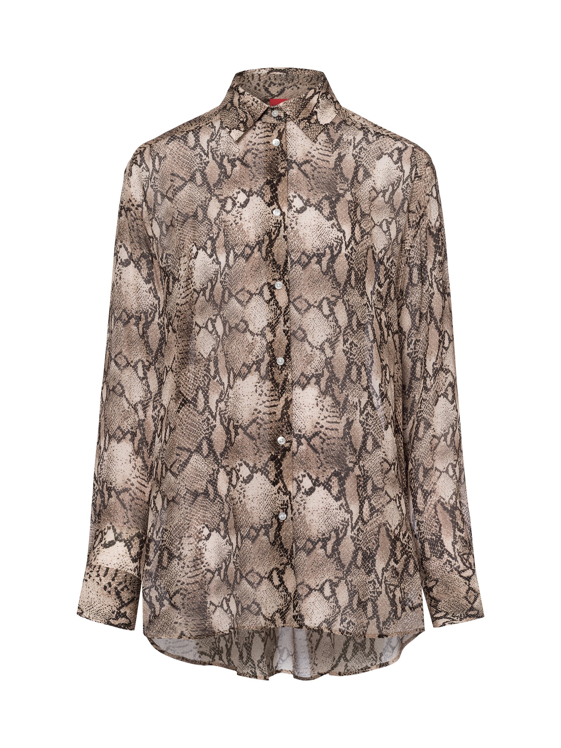 HUGO bluzka koszulowa - The Boyfriend Shirt Kobiety wiskoza brązowy