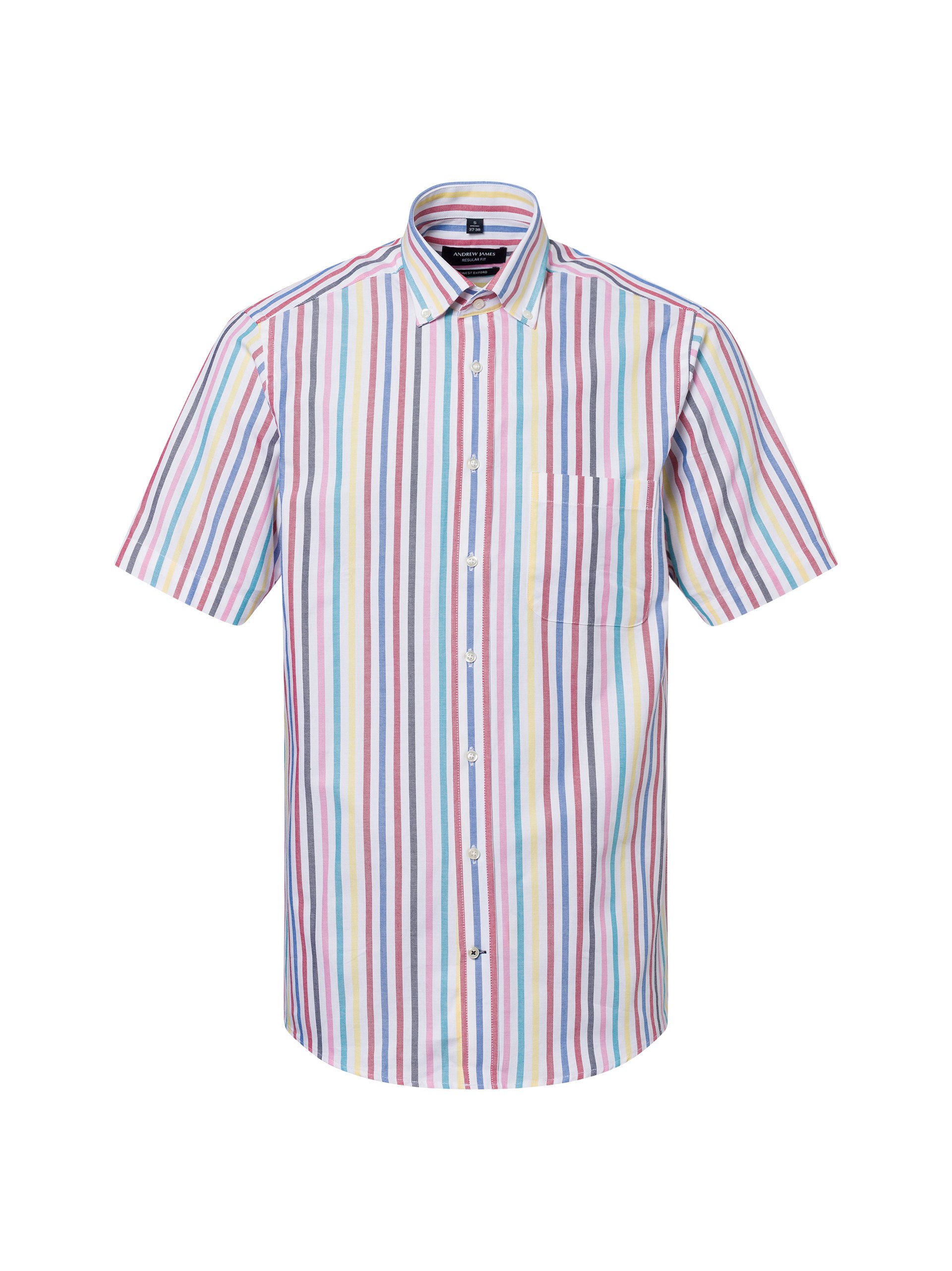 Andrew James koszula casual Mężczyźni Regular Fit Bawełna biały|wielokolorowy