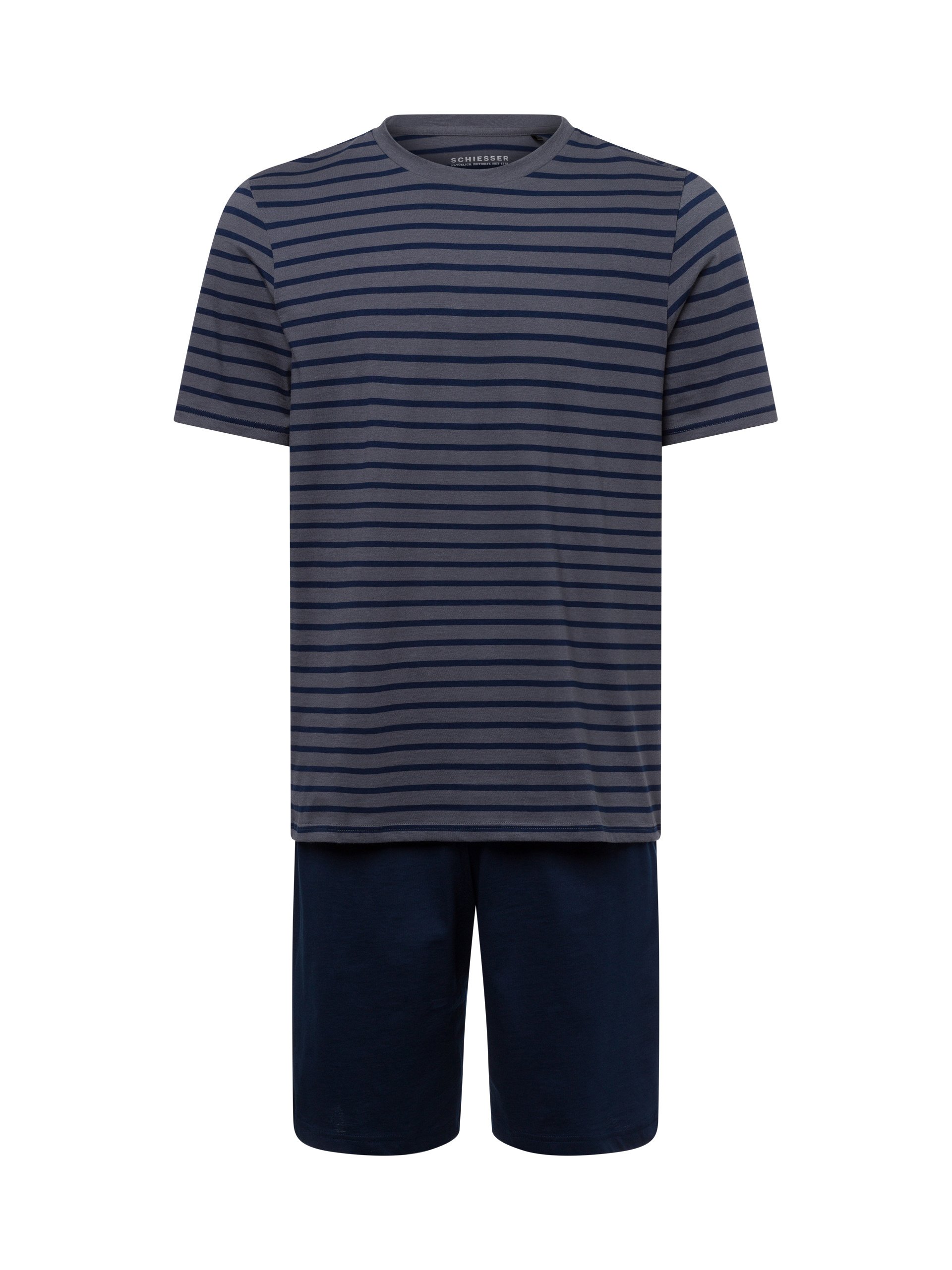Schiesser Piżama - Casual Essential Mężczyźni Bawełna niebieski|szary