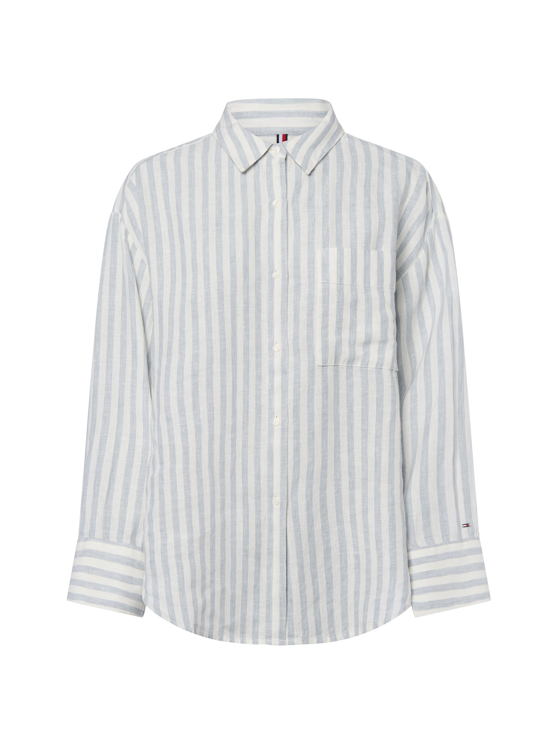 Tommy Hilfiger lniana bluzka koszulowa Kobiety len niebieski|biały