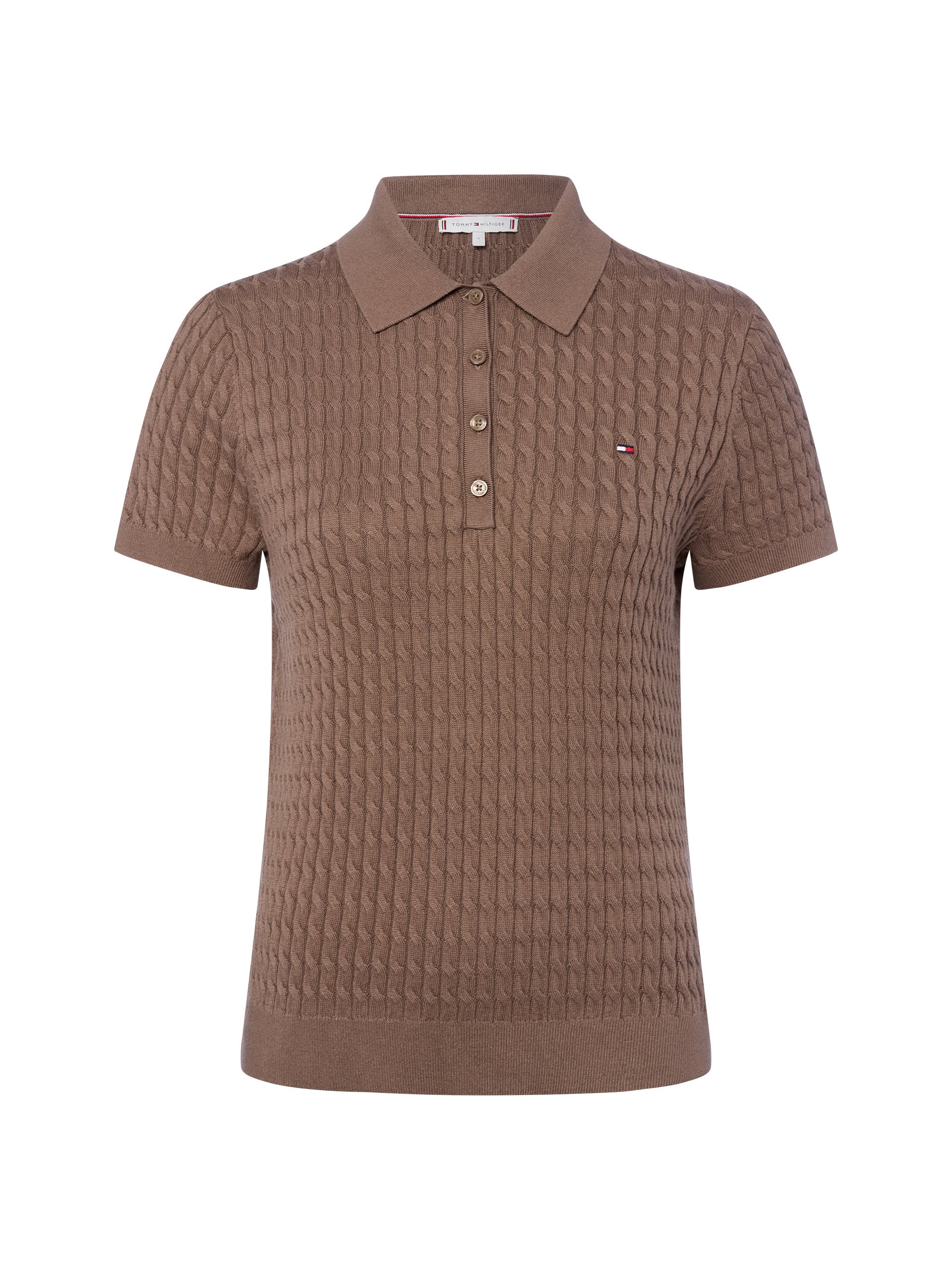 Tommy Hilfiger koszulka polo z dzianiny Kobiety Bawełna brązowy