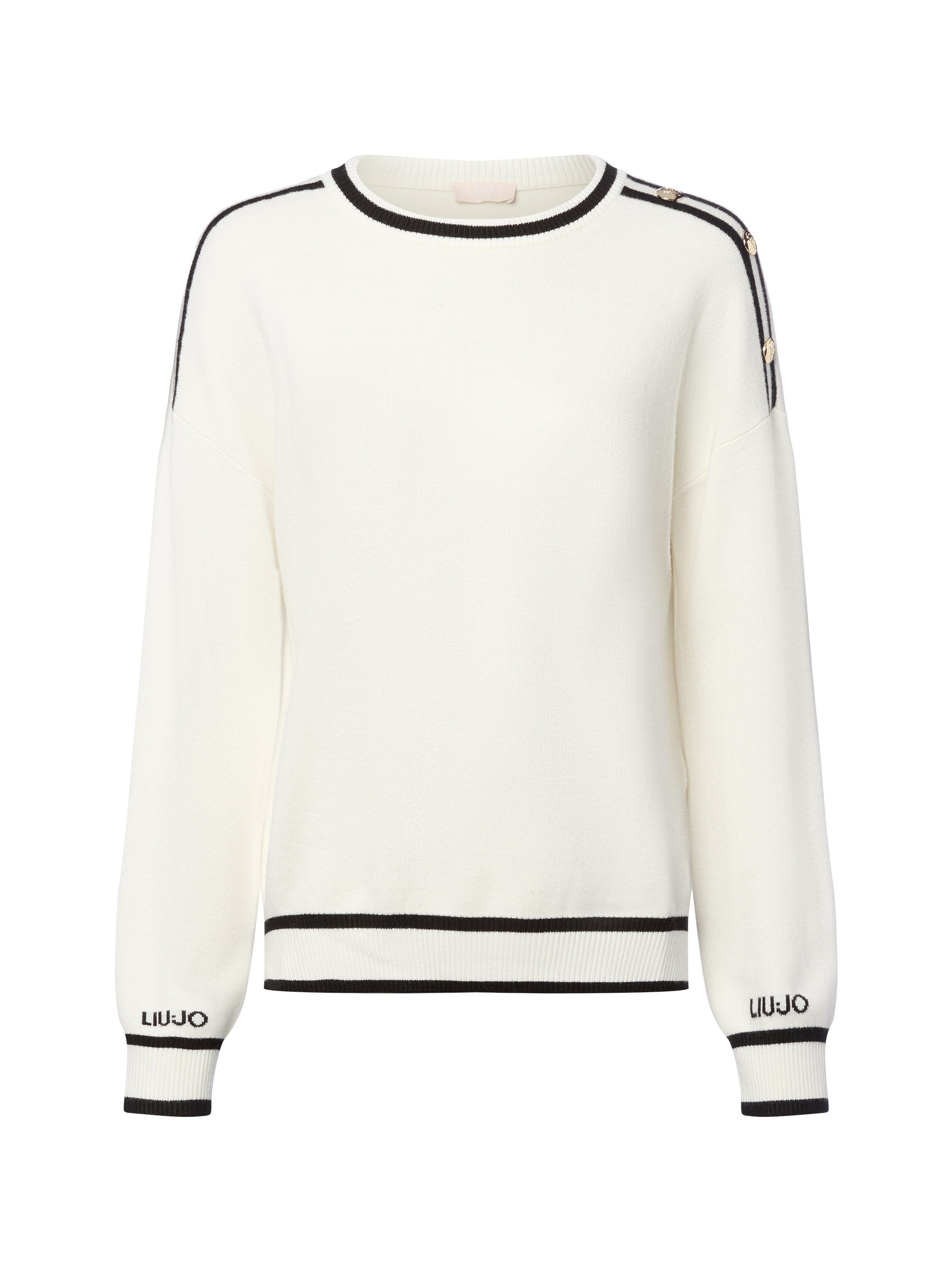 Liu Jo Collection Sweter z dzianiny - Maglia chiusa Kobiety wiskoza biały|czarny