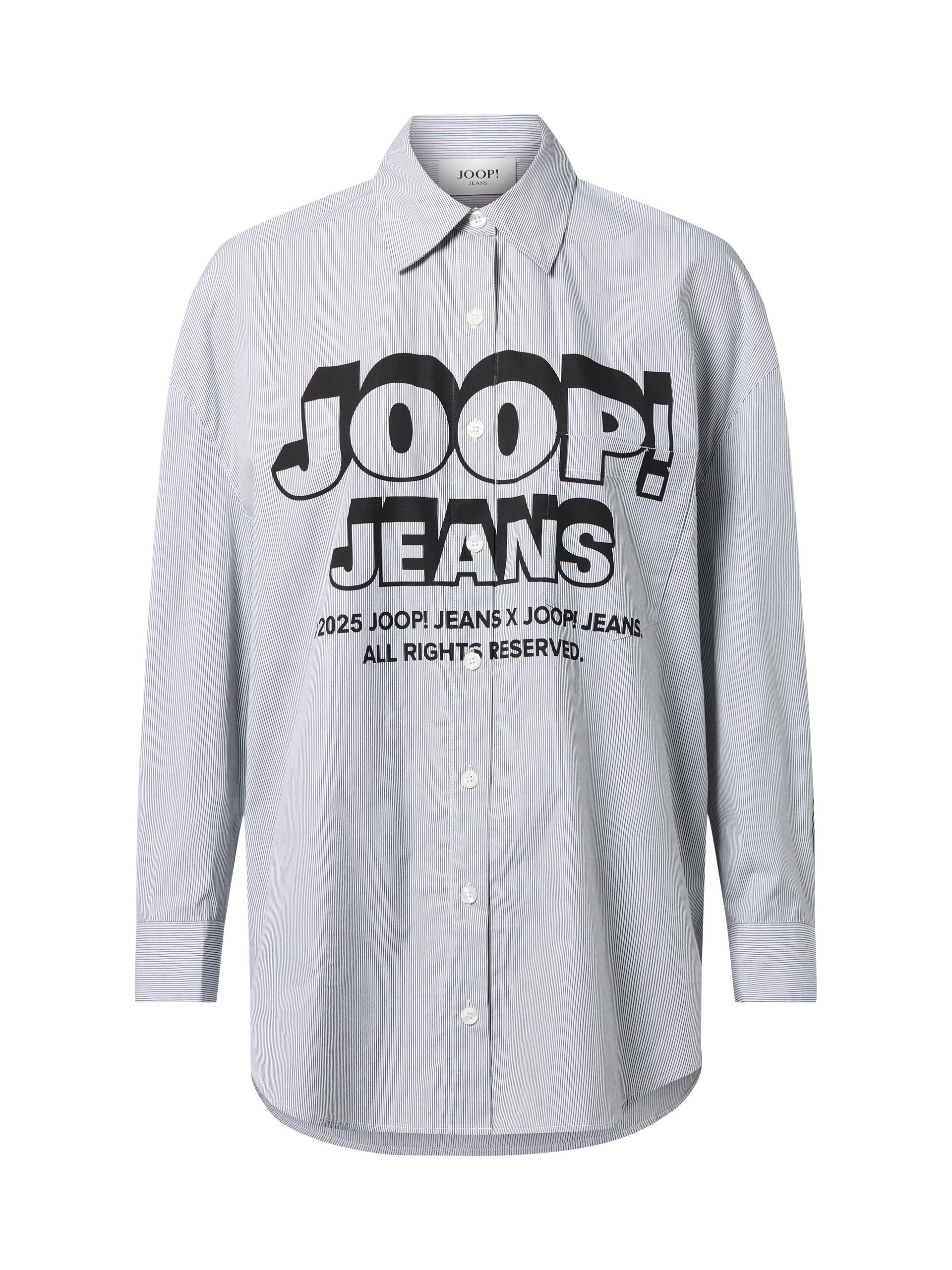 Joop Jeans bluzka koszulowa - Brenda2 Kobiety Bawełna szary|biały