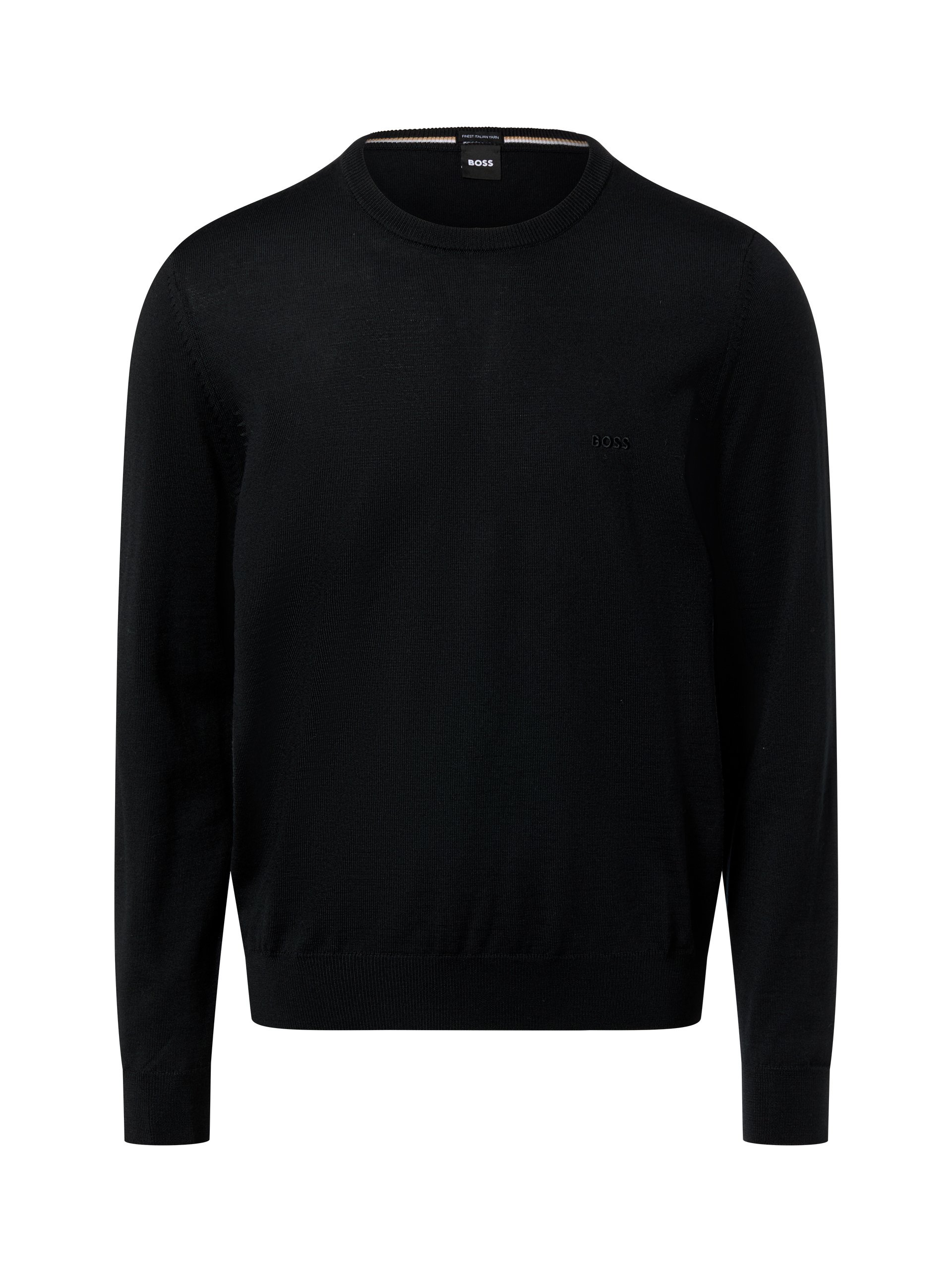 BOSS sweter z wełny dziewiczej - Botto Mężczyźni wełna ze strzyży czarny