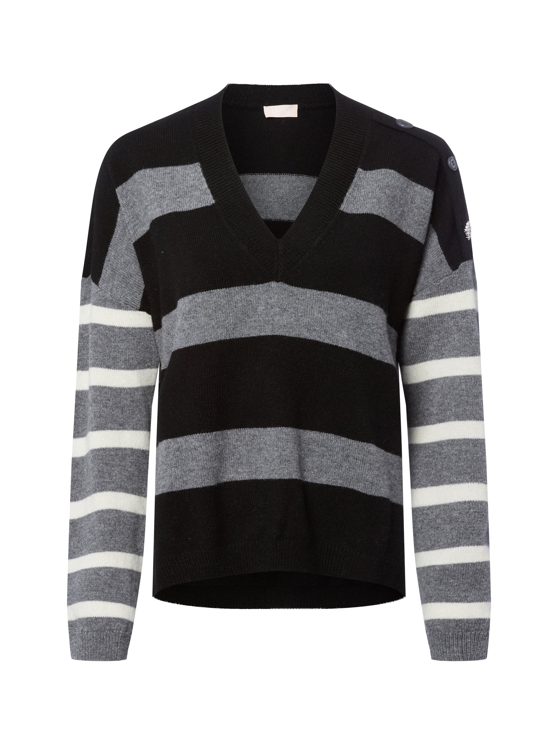 Liu Jo Collection Sweter z dzianiny - Maglia chiusa Kobiety Wełna czarny|szary|biały
