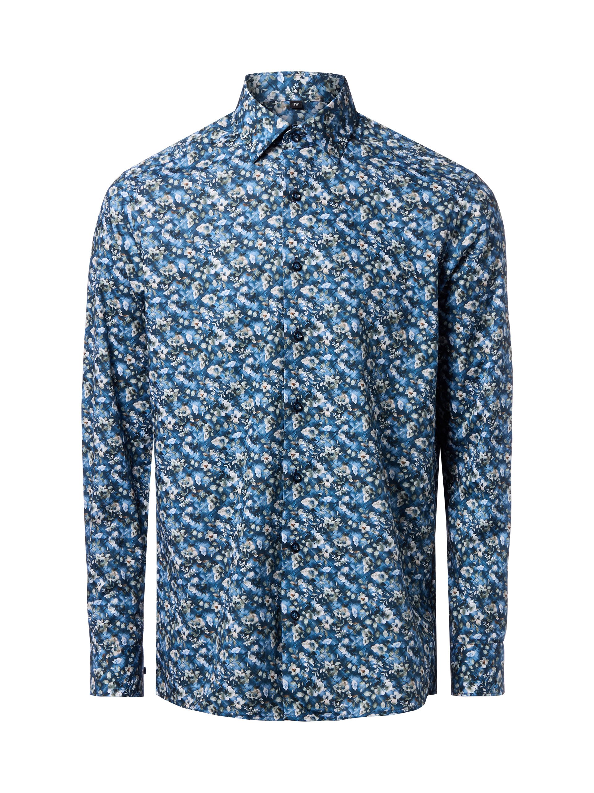 Finshley & Harding Koszula - Easy Care Mężczyźni Modern Fit Bawełna niebieski|biały|zielony