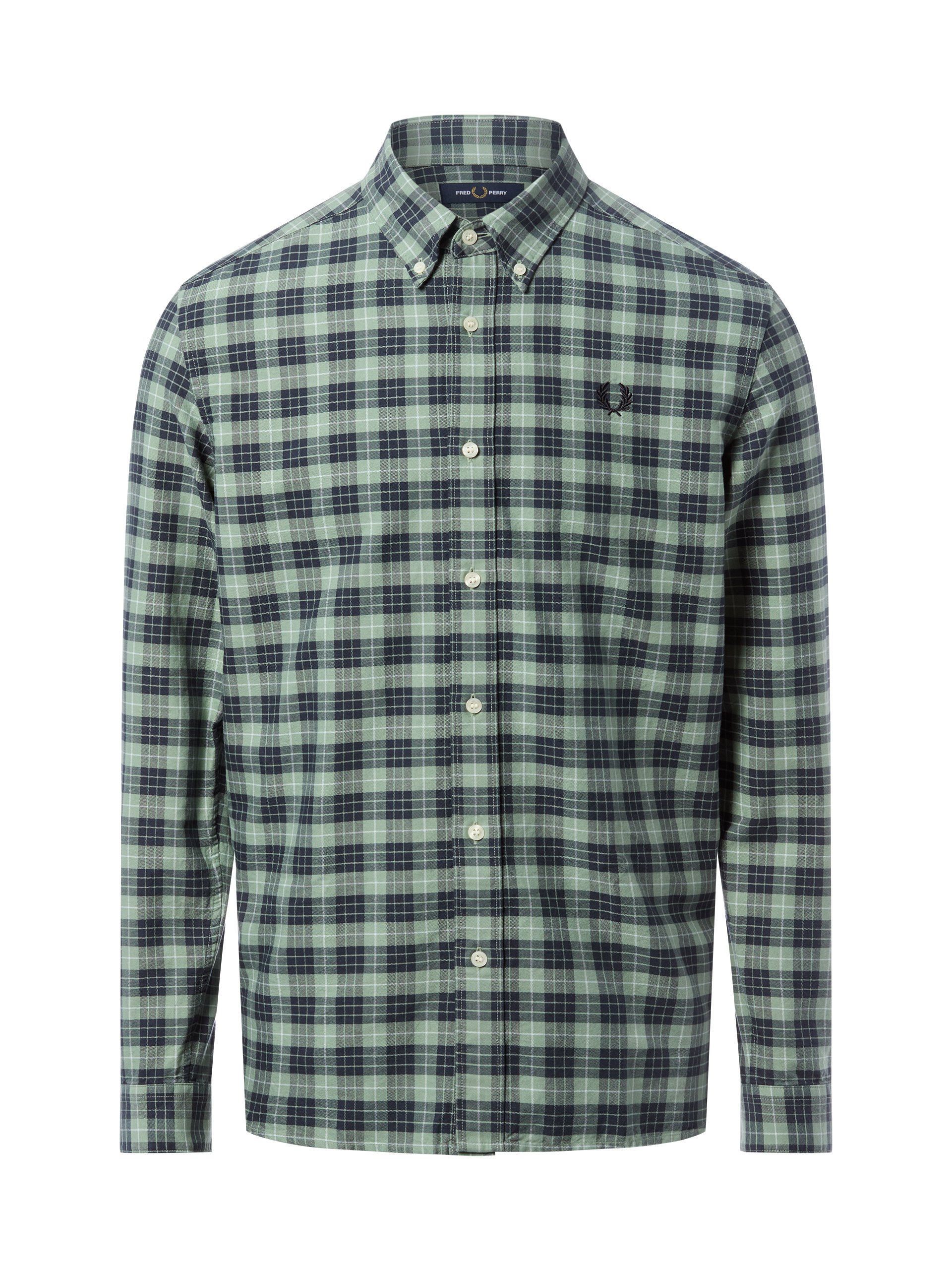 Fred Perry koszula casual - Tartan Oxford Mężczyźni Comfort Fit Bawełna zielony