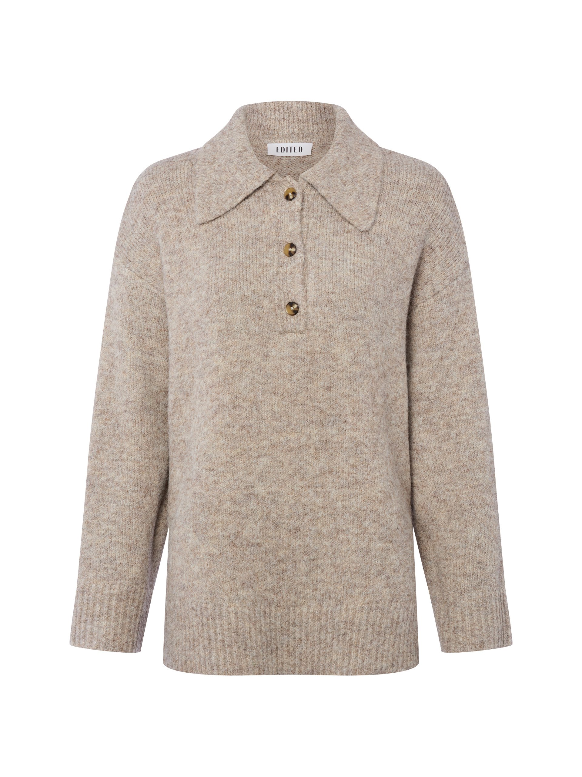 EDITED sweter z dzianiny z zawartością wełny - Laiani Jumper Kobiety Sztuczne włókno brązowy