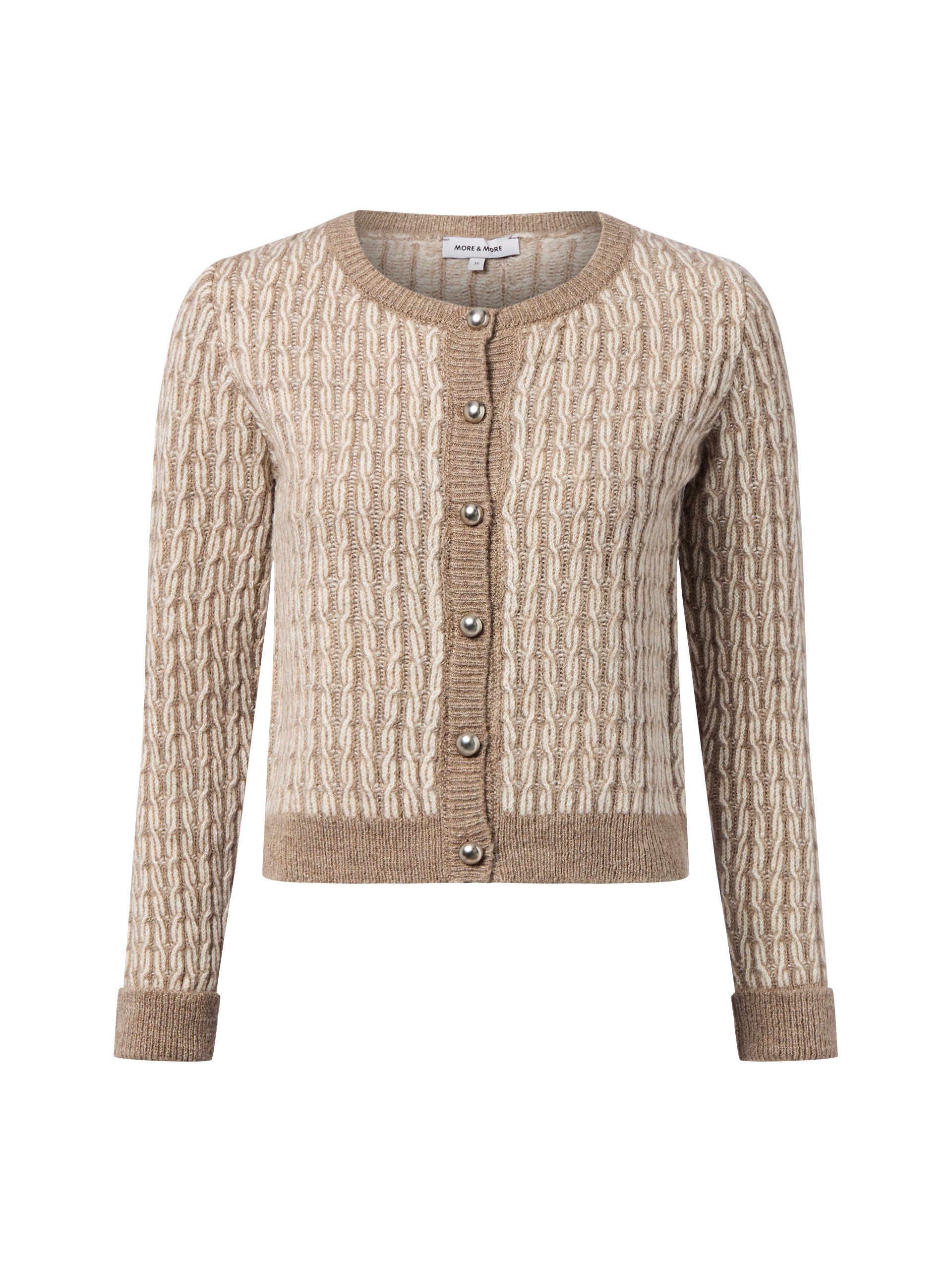 More & More Sweter z dzianiny Kobiety Sztuczne włókno brązowy|biały