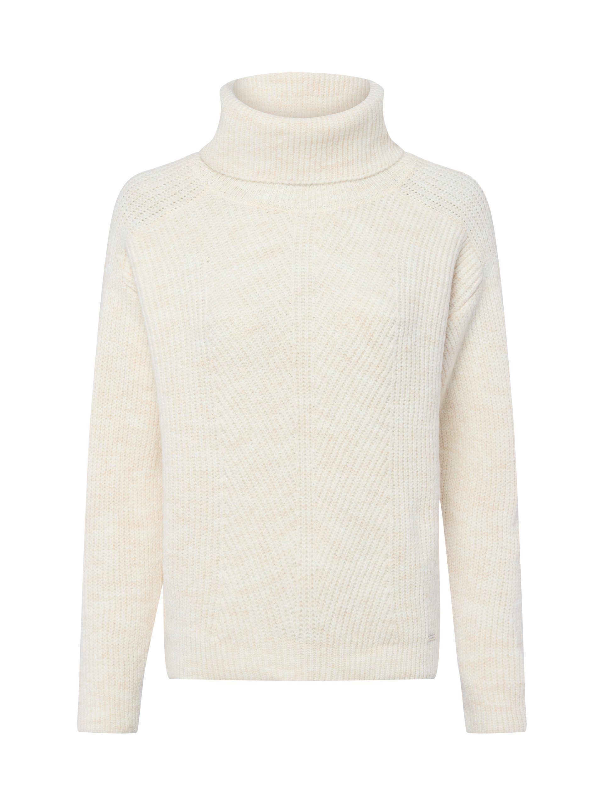 More & More sweter z golfem Kobiety Sztuczne włókno beżowy|biały