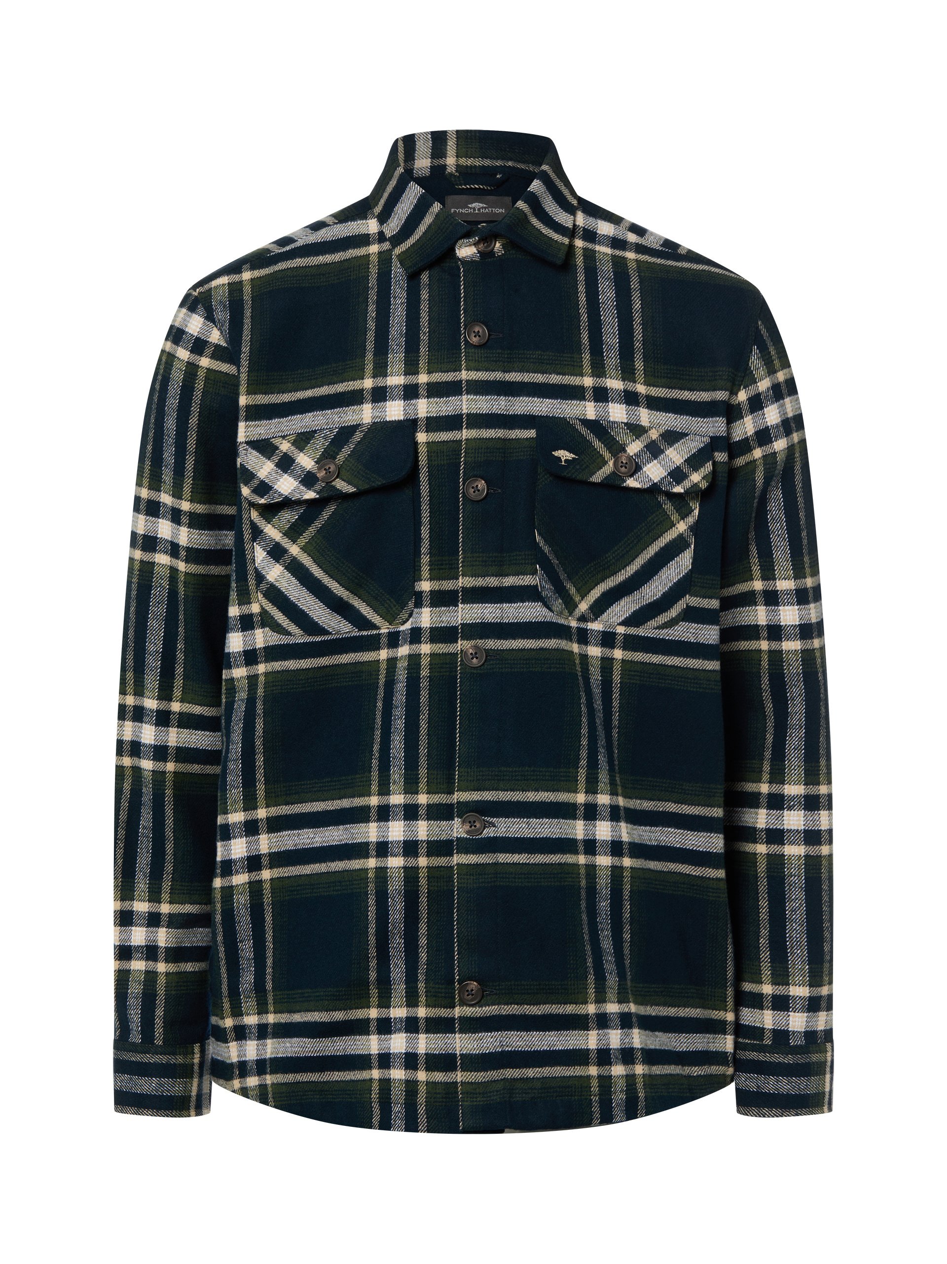 Fynch-Hatton Bluza Mężczyźni Comfort Fit niebieski|zielony