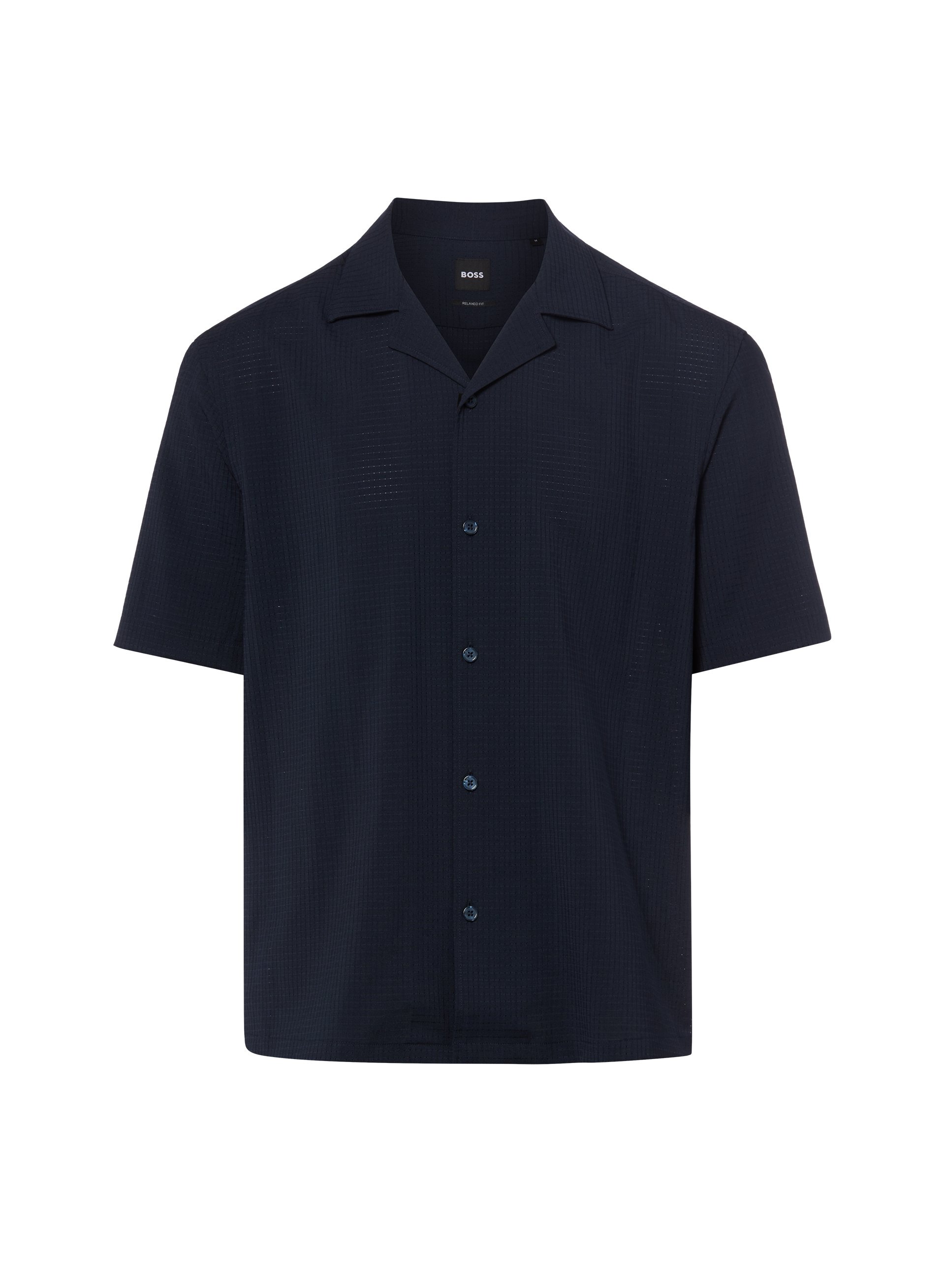 BOSS koszulka z krótkim rękawem z zawartością wełny - Lars-Camp-262 Mężczyźni Modern Fit niebieski