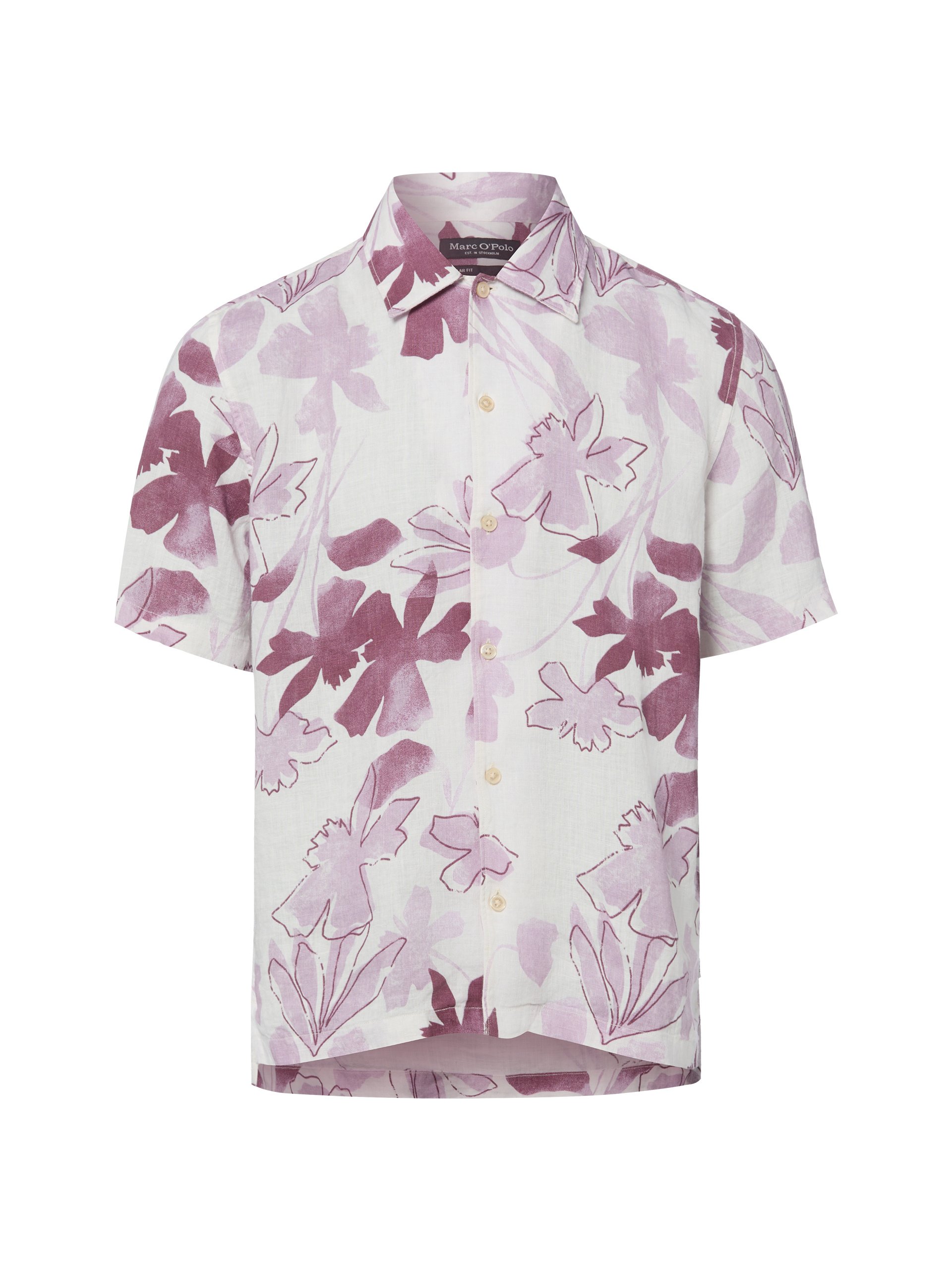 Marc O'Polo koszula lniana Mężczyźni Regular Fit len (100%) lila|wielokolorowy