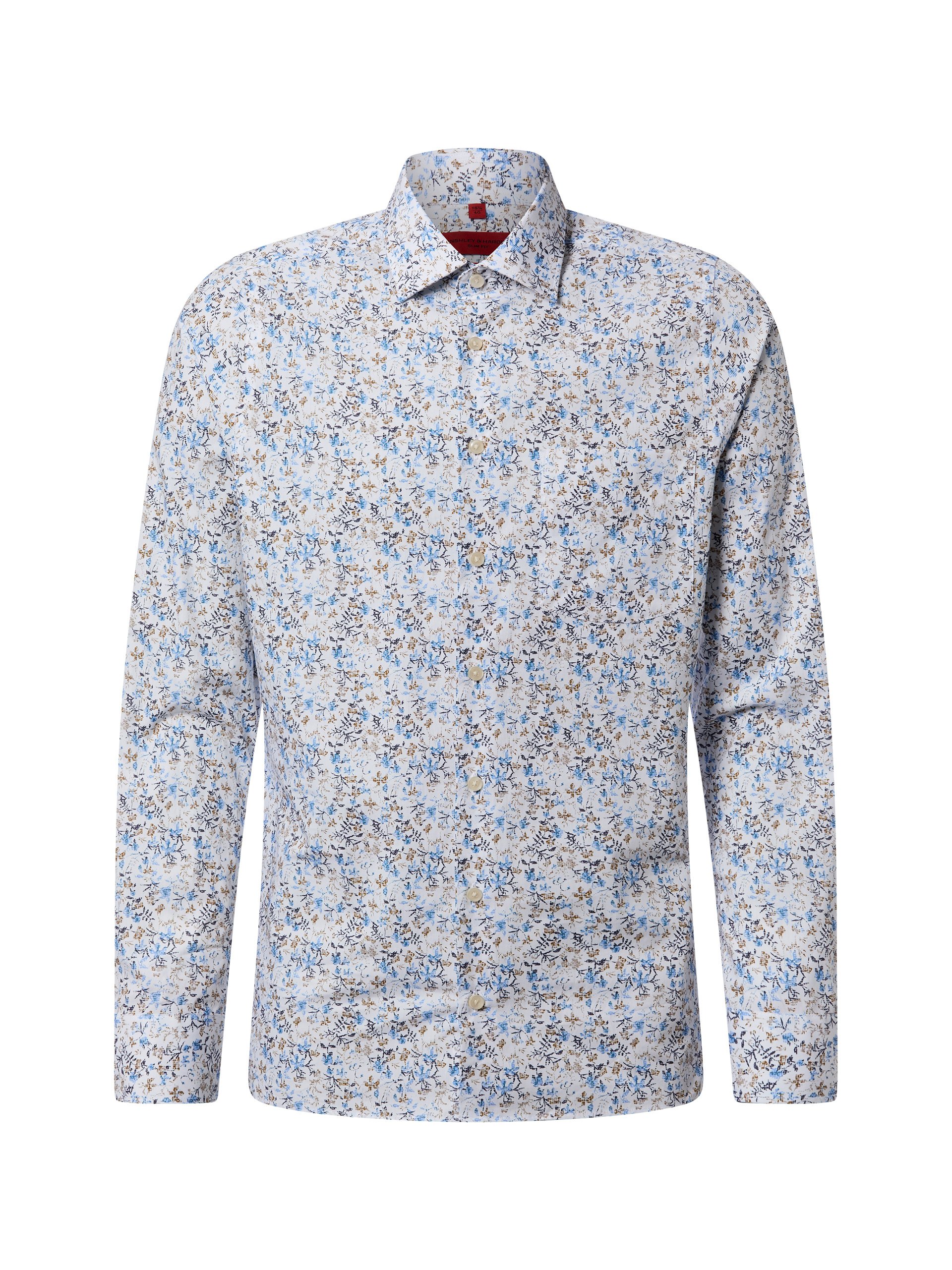 Finshley & Harding koszula biznesowa - Easy Care Mężczyźni Slim Fit Bawełna biały|wielokolorowy|niebieski|brązowy