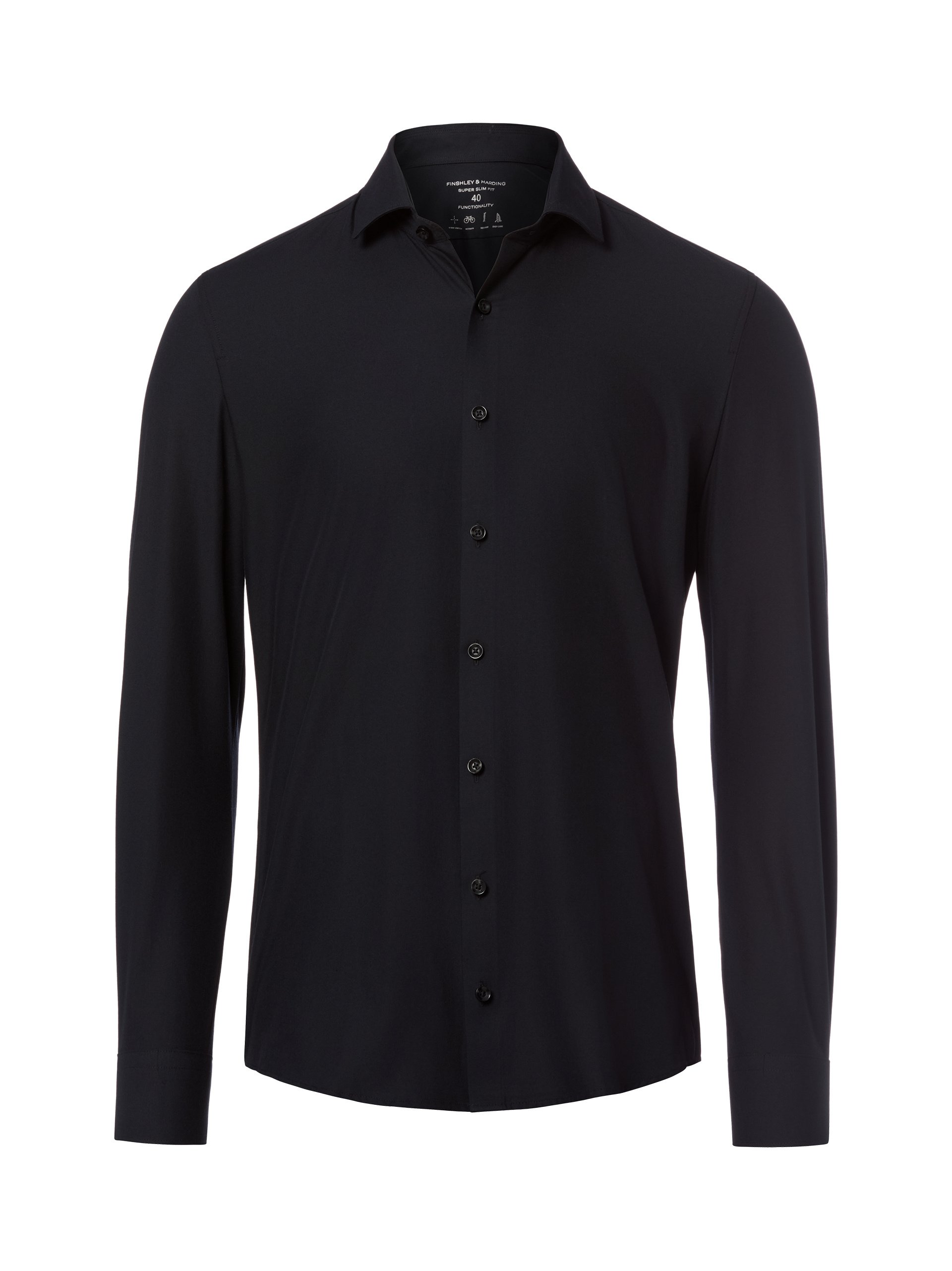 Finshley & Harding Koszula Mężczyźni Super Slim Fit czarny