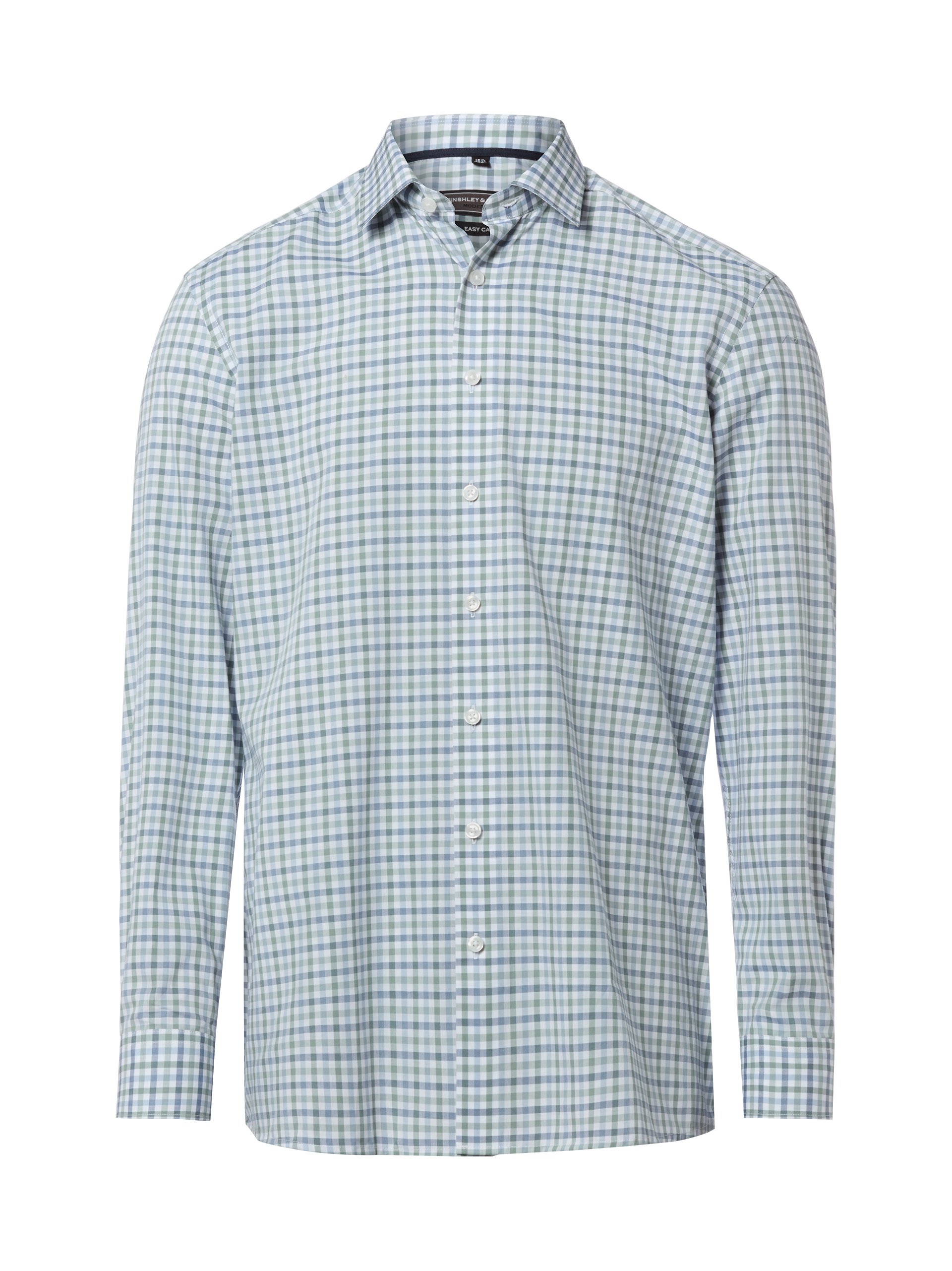 Finshley & Harding koszula biznesowa - Easy Care Mężczyźni Modern Fit Bawełna niebieski|zielony