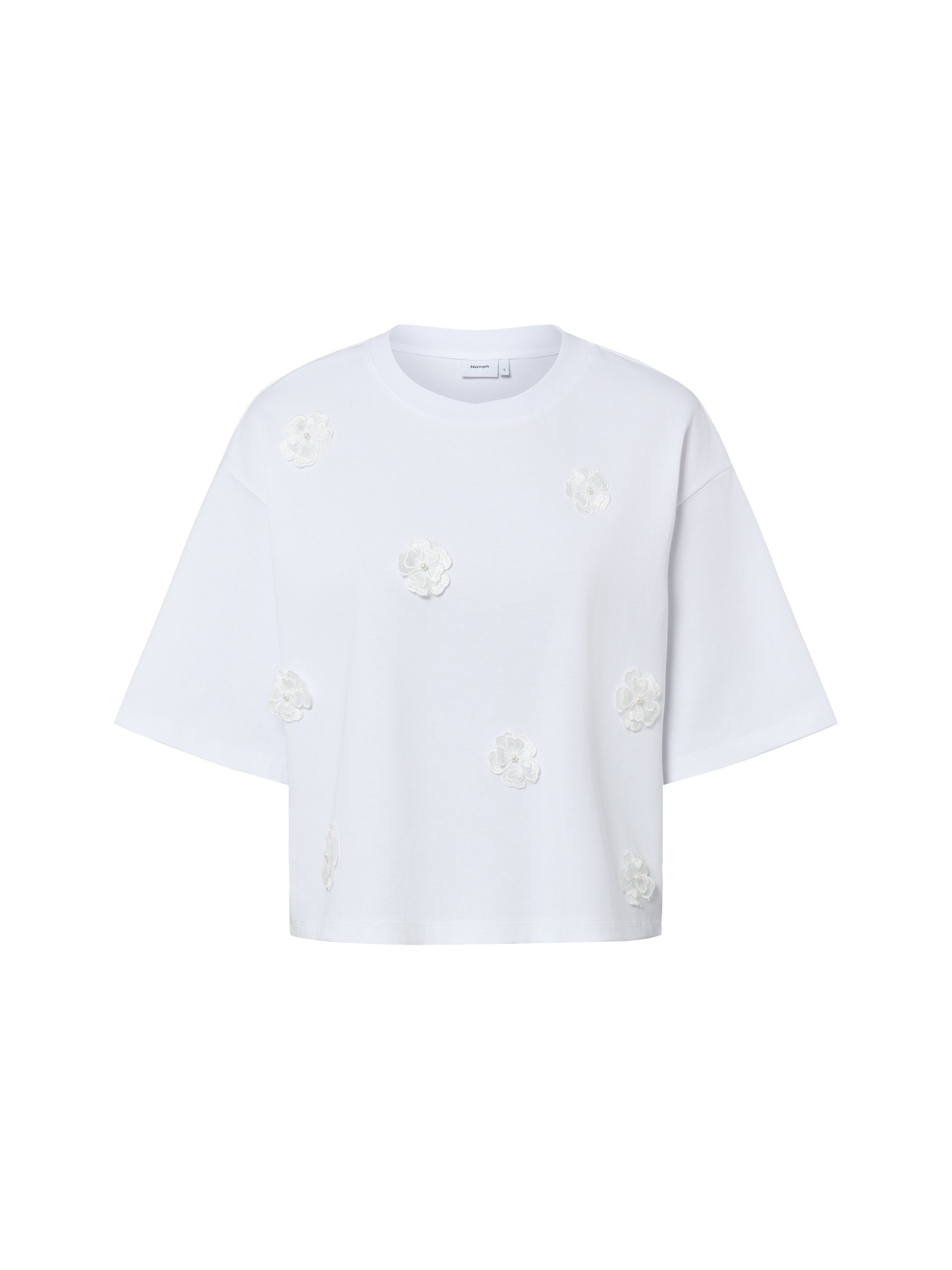 Nümph Koszulka - NUFleura Kobiety Bawełna (100%) biały