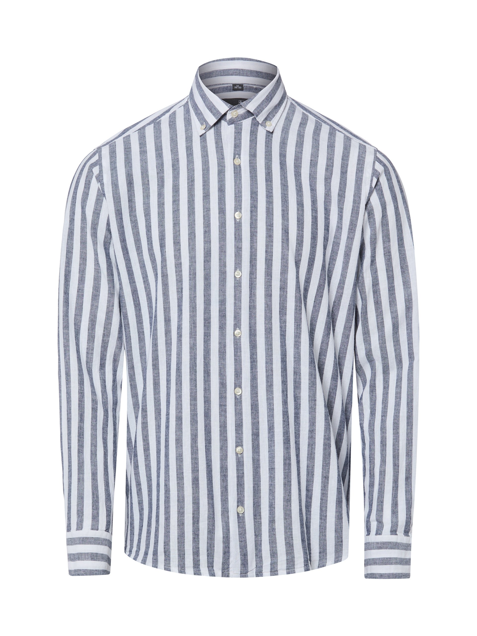 Nils Sundström koszula casual z lnem Mężczyźni Modern Fit Bawełna czarny