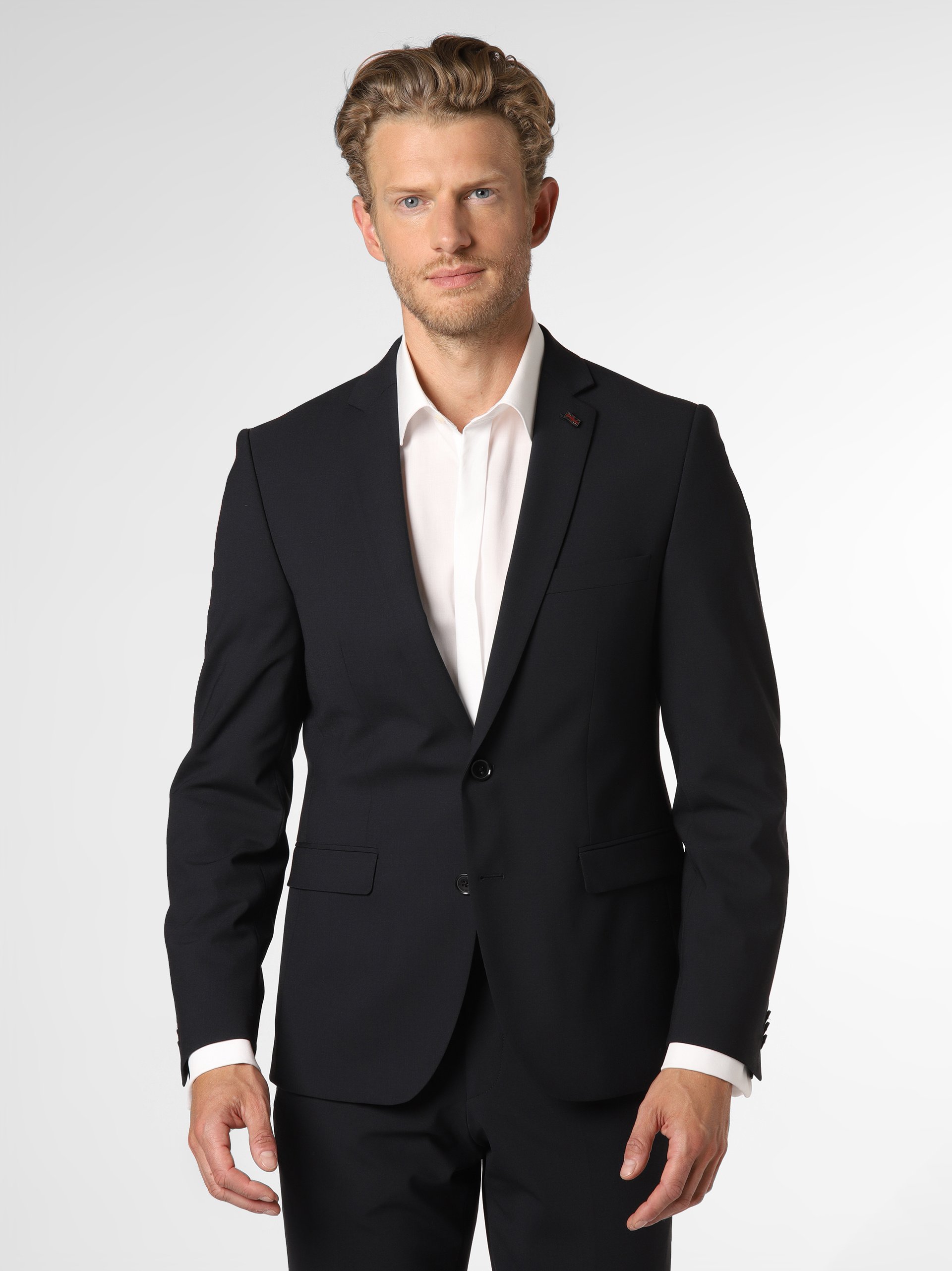 Finshley & Harding London marynarka od garnituru modułowego Mężczyźni Slim Fit Sztuczne włókno niebieski