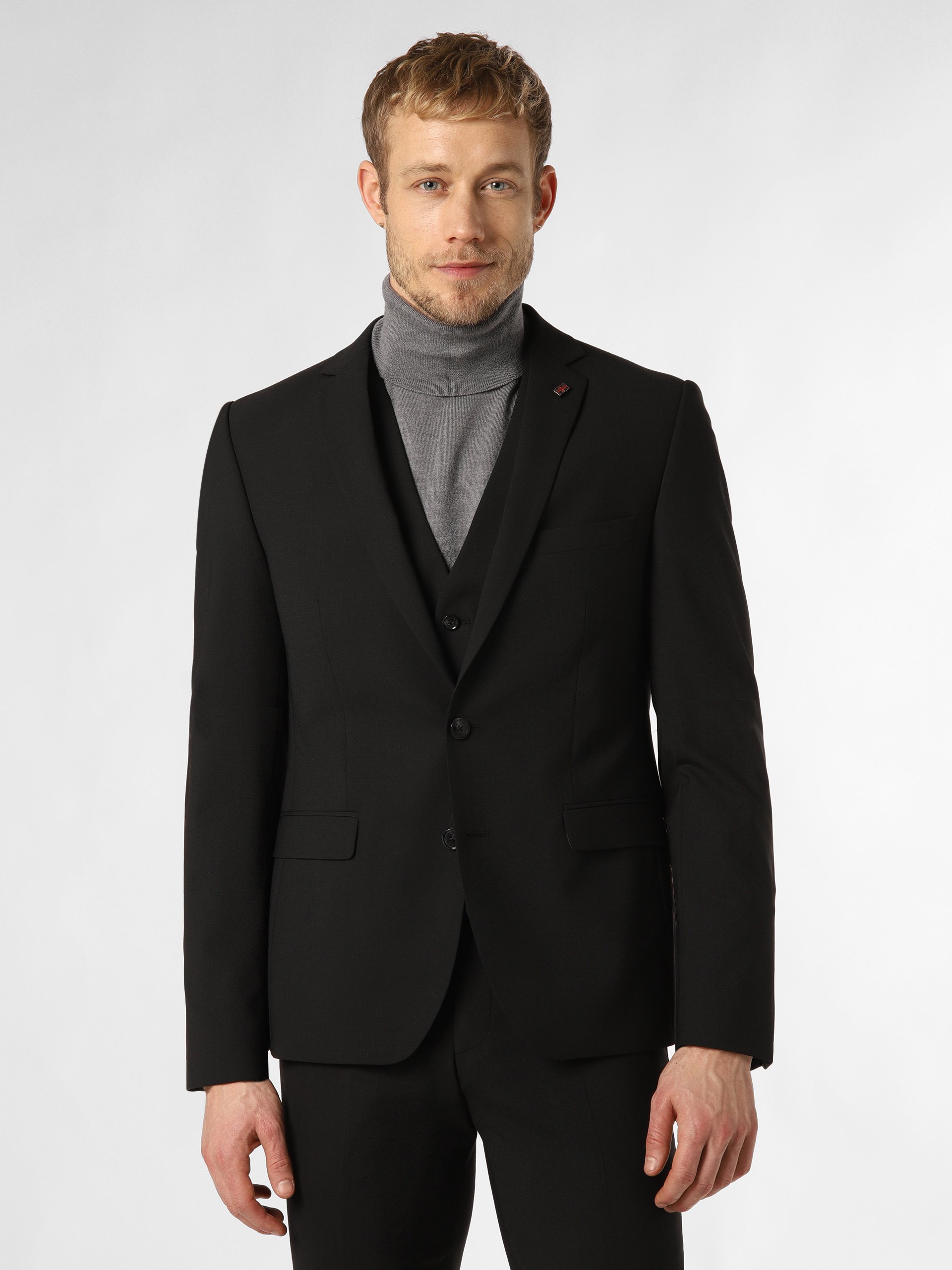 Finshley & Harding London marynarka od garnituru modułowego Mężczyźni Slim Fit Sztuczne włókno czarny